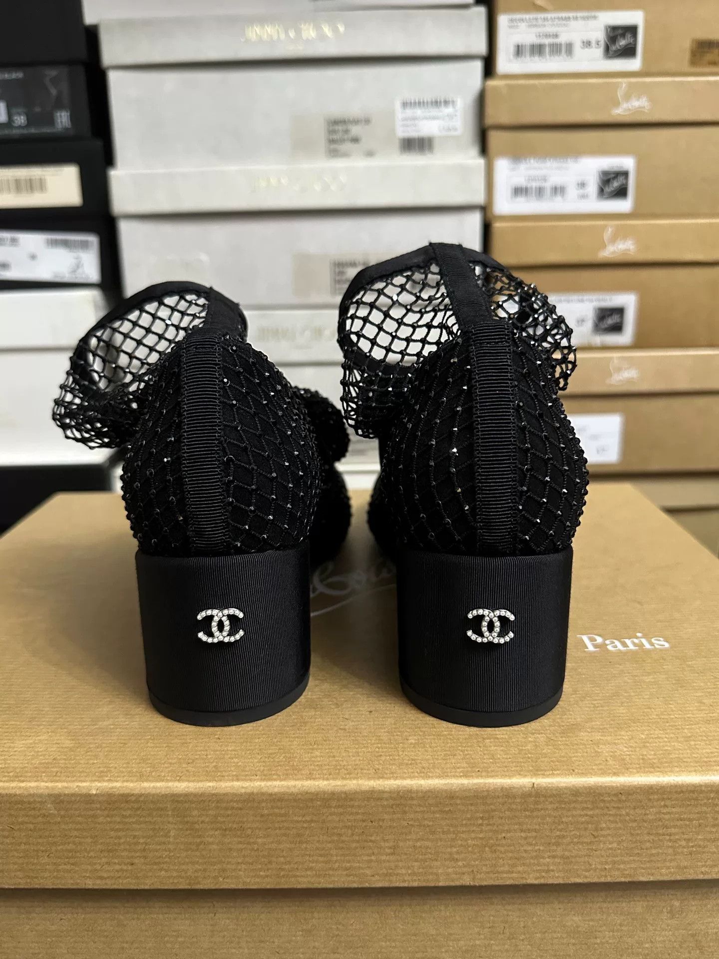 Chanel Chanel 2023 Black Bow Mesh Ankle Boots Size US 7.5 / IT 37.5 - 3 Thumbnail