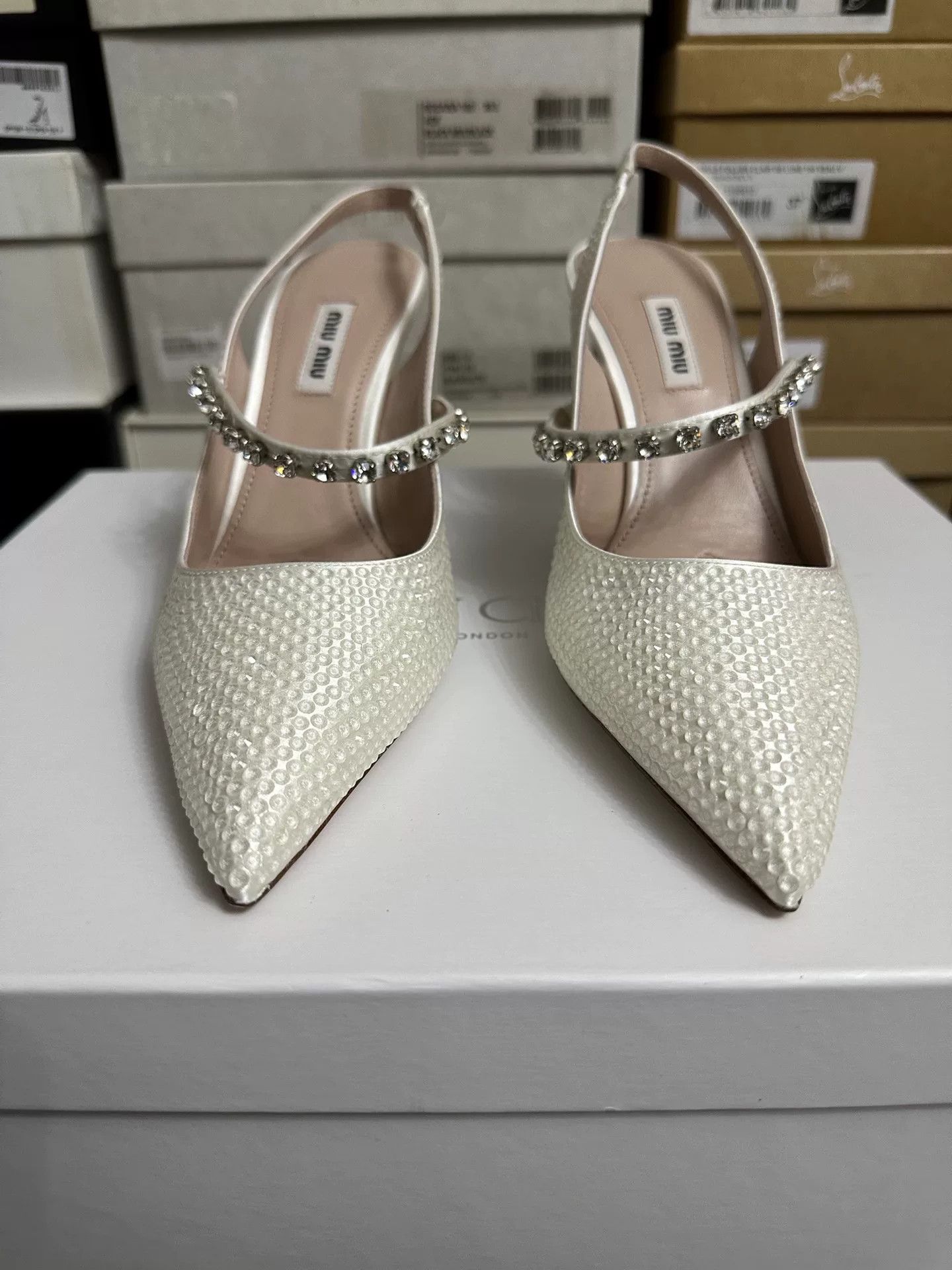 Miu Miu MiuMiu 2022 Pointed Toe Crystal Heels Size US 7 / IT 37 - 2 Thumbnail