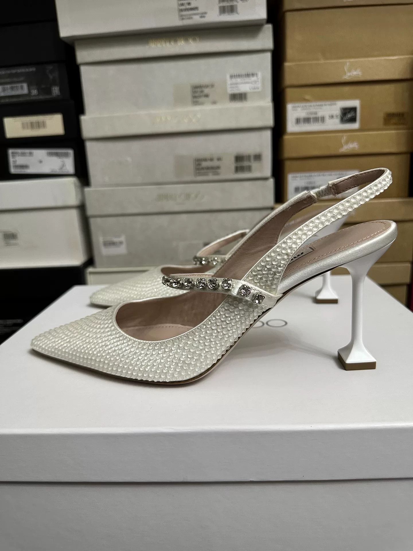 Miu Miu MiuMiu 2022 Pointed Toe Crystal Heels Size US 7 / IT 37 - 6 Thumbnail