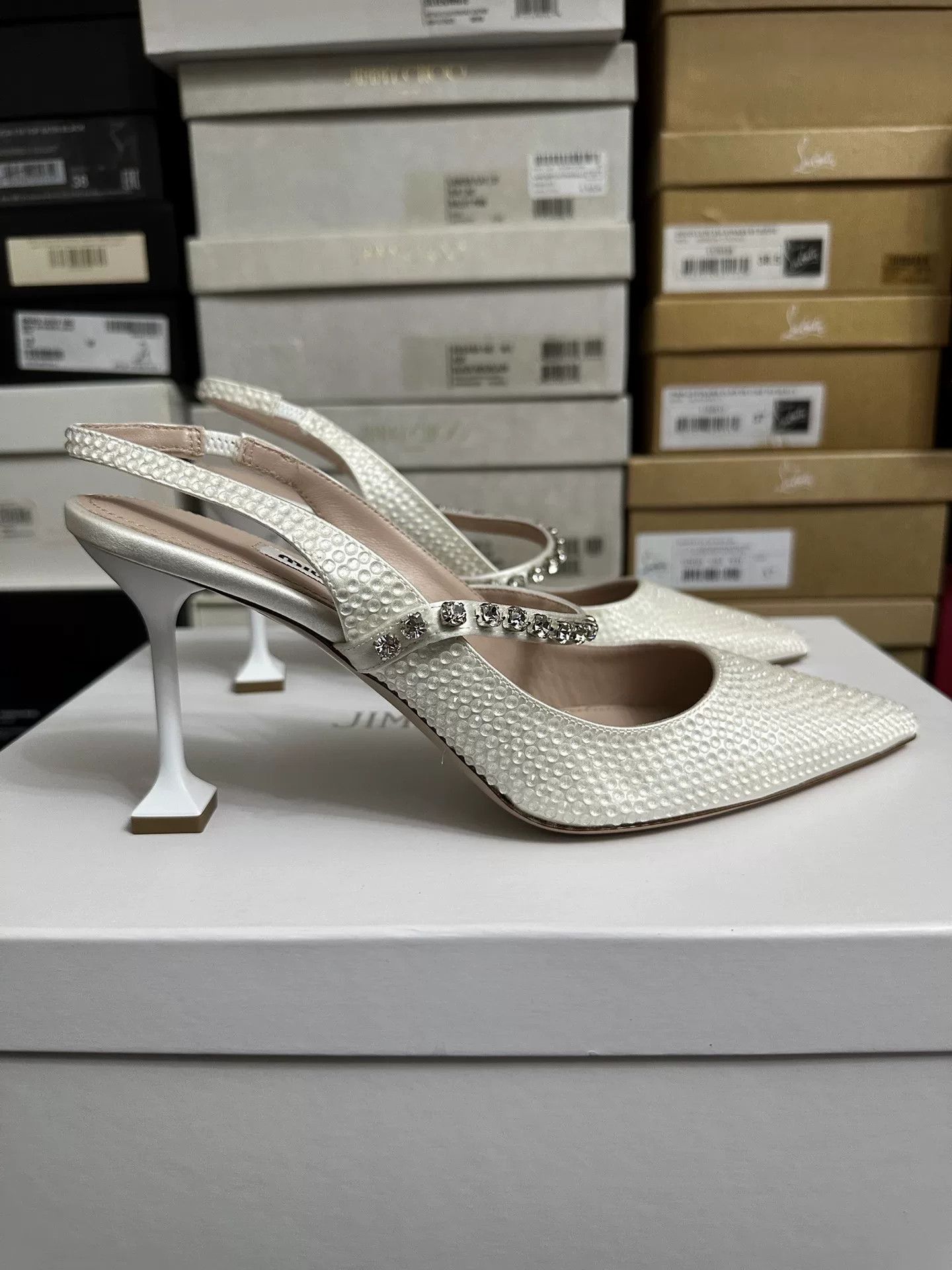 Miu Miu MiuMiu 2022 Pointed Toe Crystal Heels Size US 7 / IT 37 - 4 Thumbnail