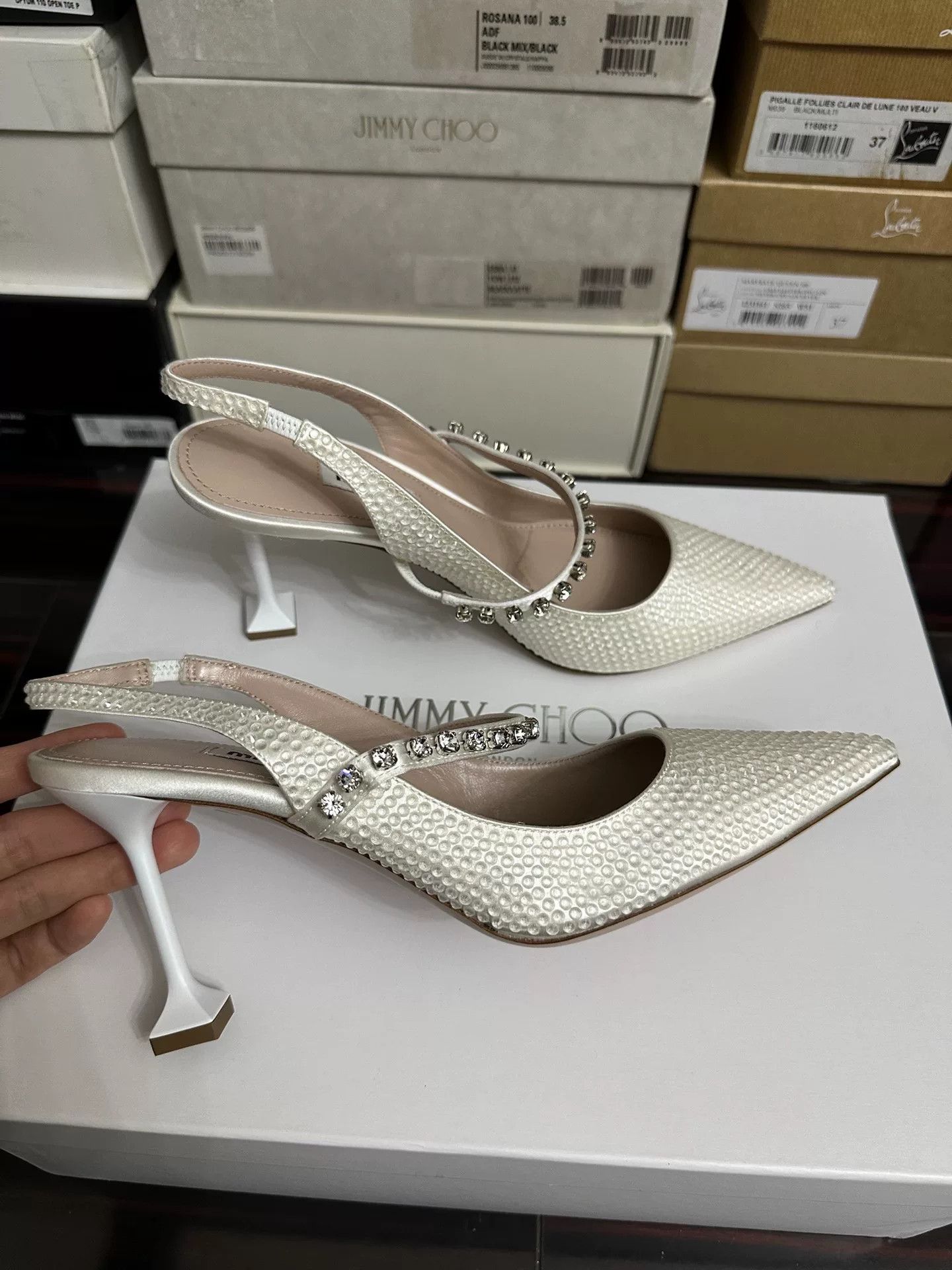 Miu Miu MiuMiu 2022 Pointed Toe Crystal Heels Size US 7 / IT 37 - 3 Thumbnail