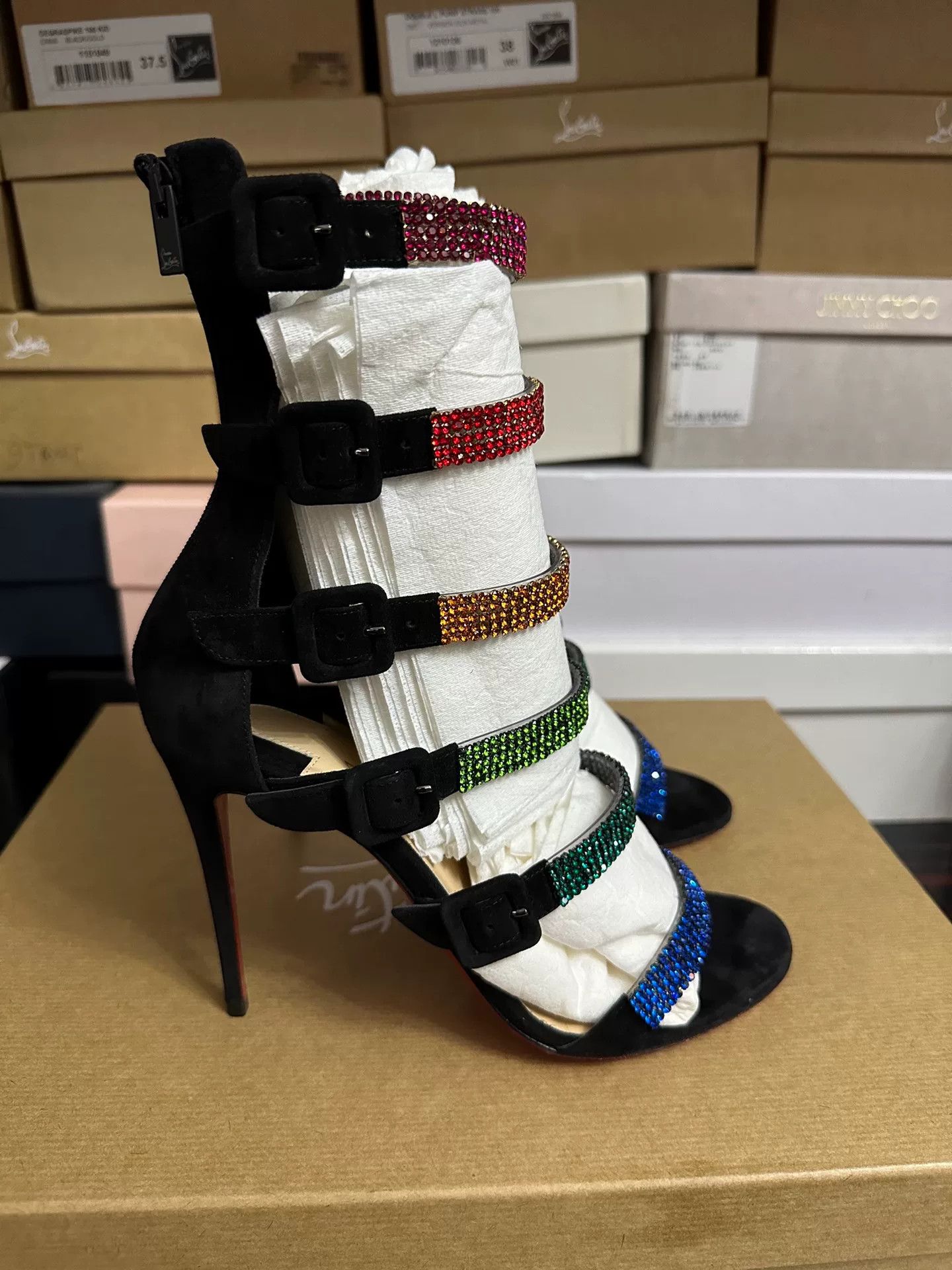 Christian Louboutin Christian Louboutin Red Sole Crystal Heels Size US 6.5 / IT 36.5 - 3 Thumbnail