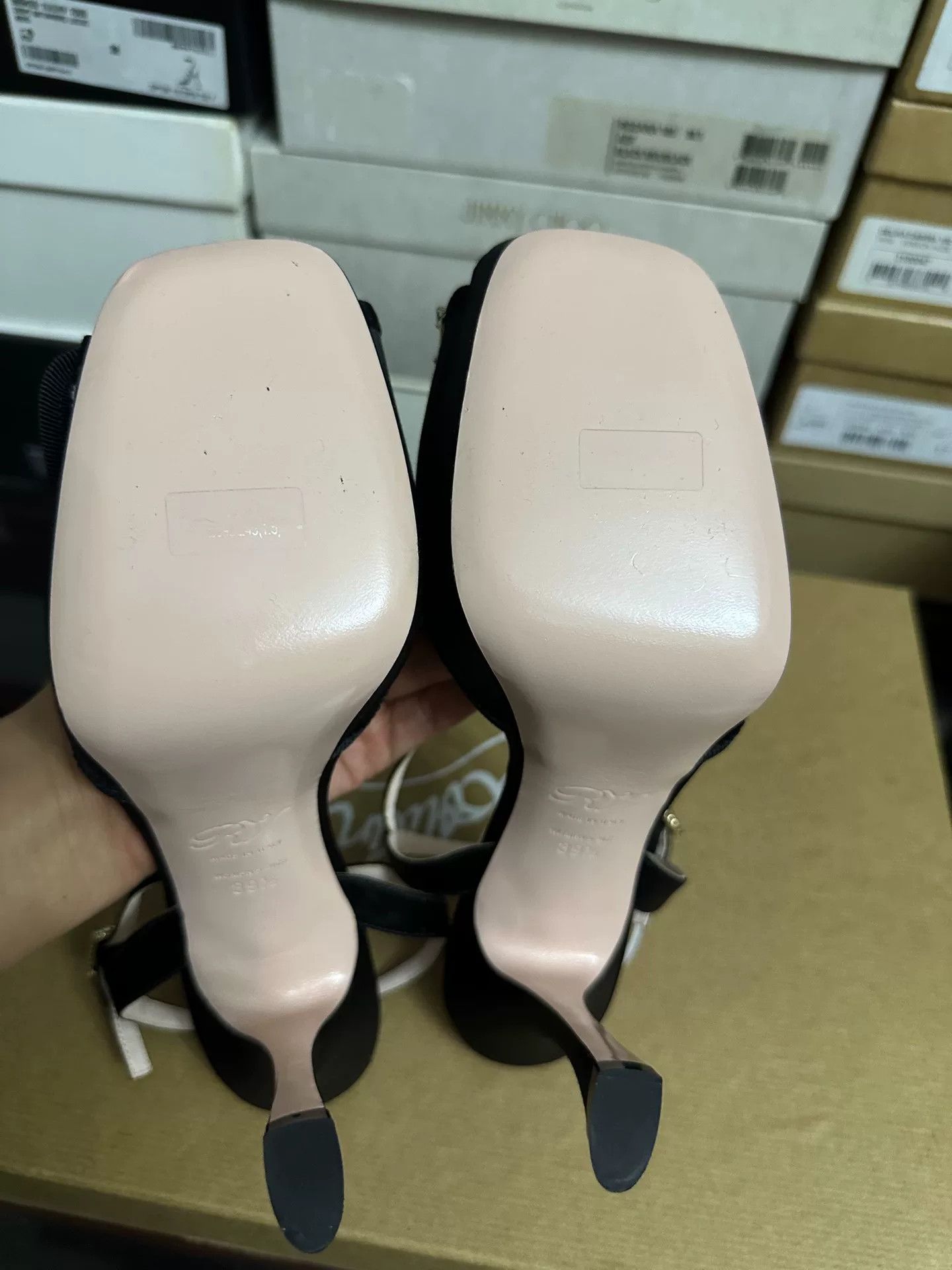Roger Vivier Roger Vivier Black Satin Diamond Buckle Heels Size US 8.5 / IT 38.5 - 8 Thumbnail