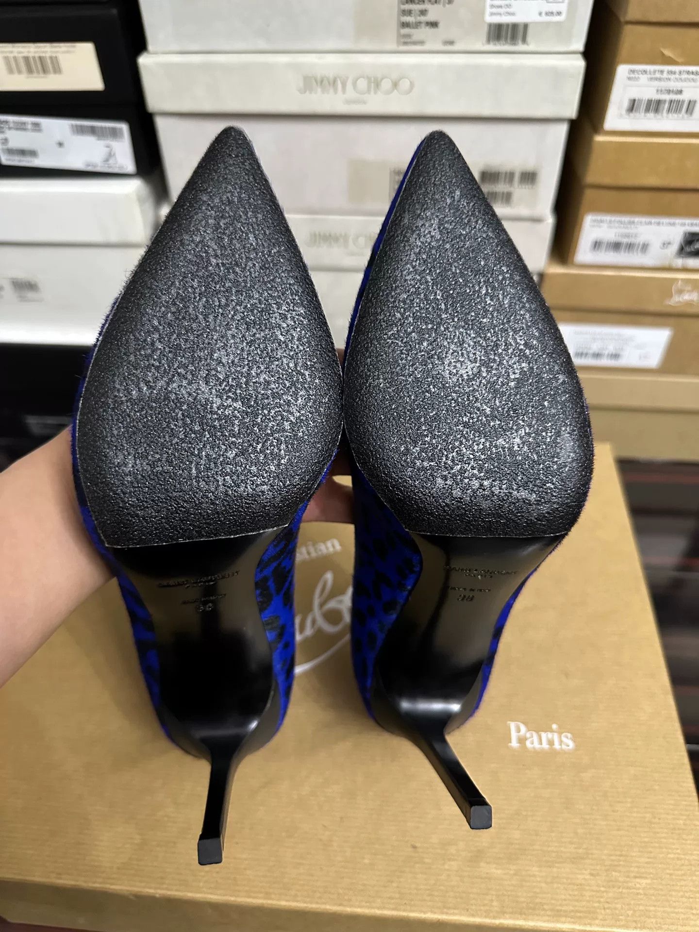 Yves Saint Laurent YSL Blue Pointed Horsehair High Heels Size US 7 / IT 37 - 8 Thumbnail
