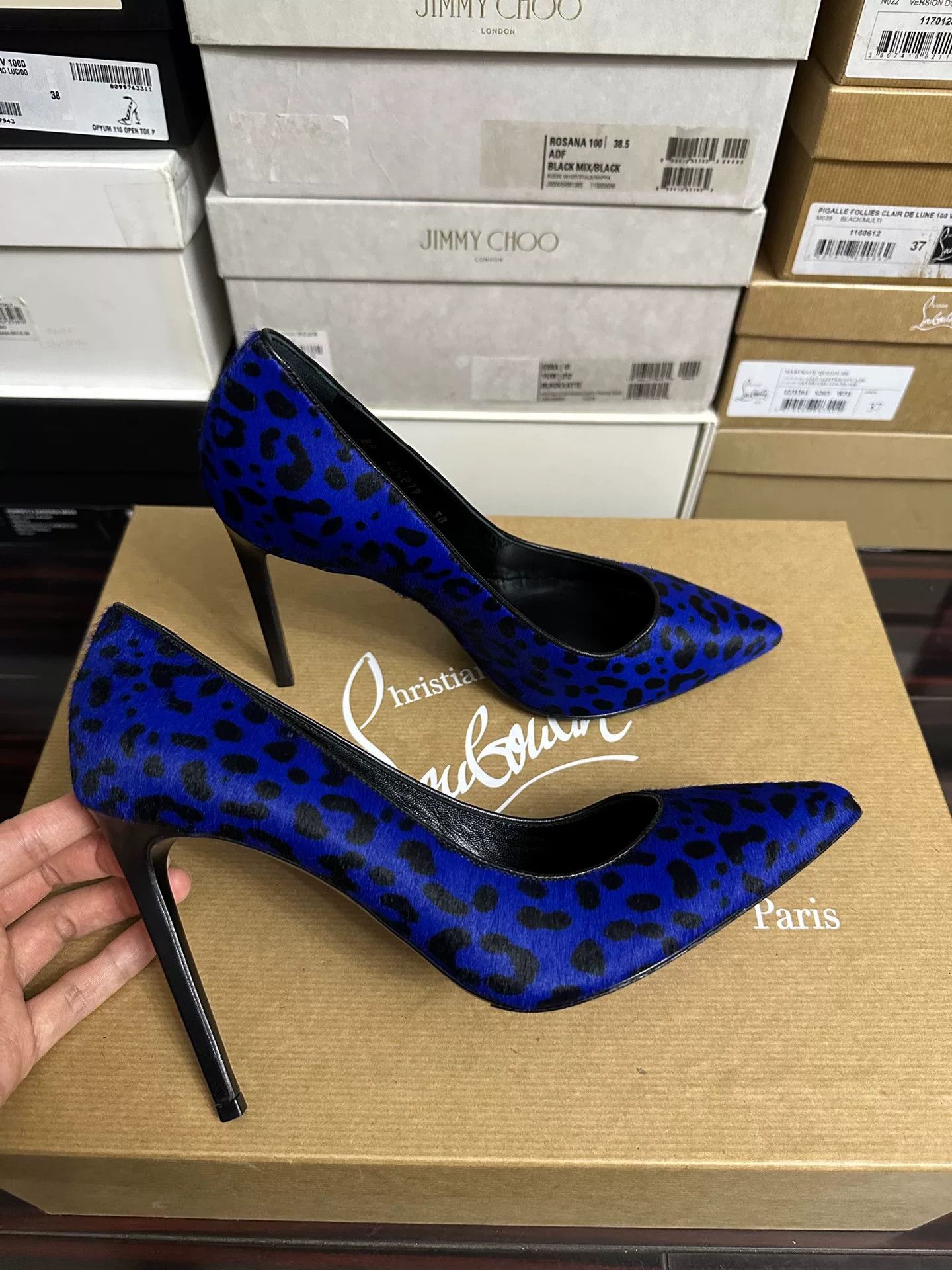 Yves Saint Laurent YSL Blue Pointed Horsehair High Heels Size US 7 / IT 37 - 2 Thumbnail