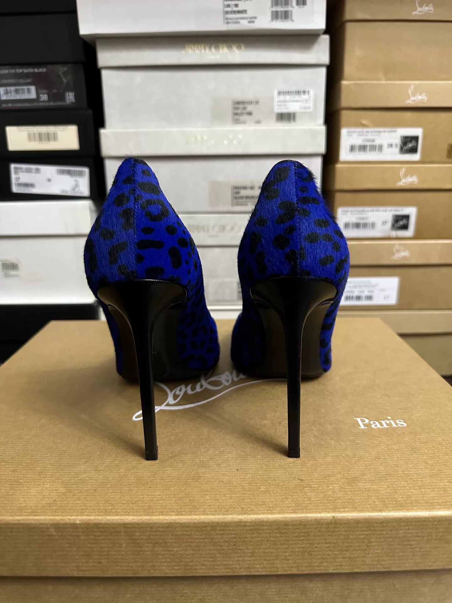 Yves Saint Laurent YSL Blue Pointed Horsehair High Heels Size US 7 / IT 37 - 4 Thumbnail