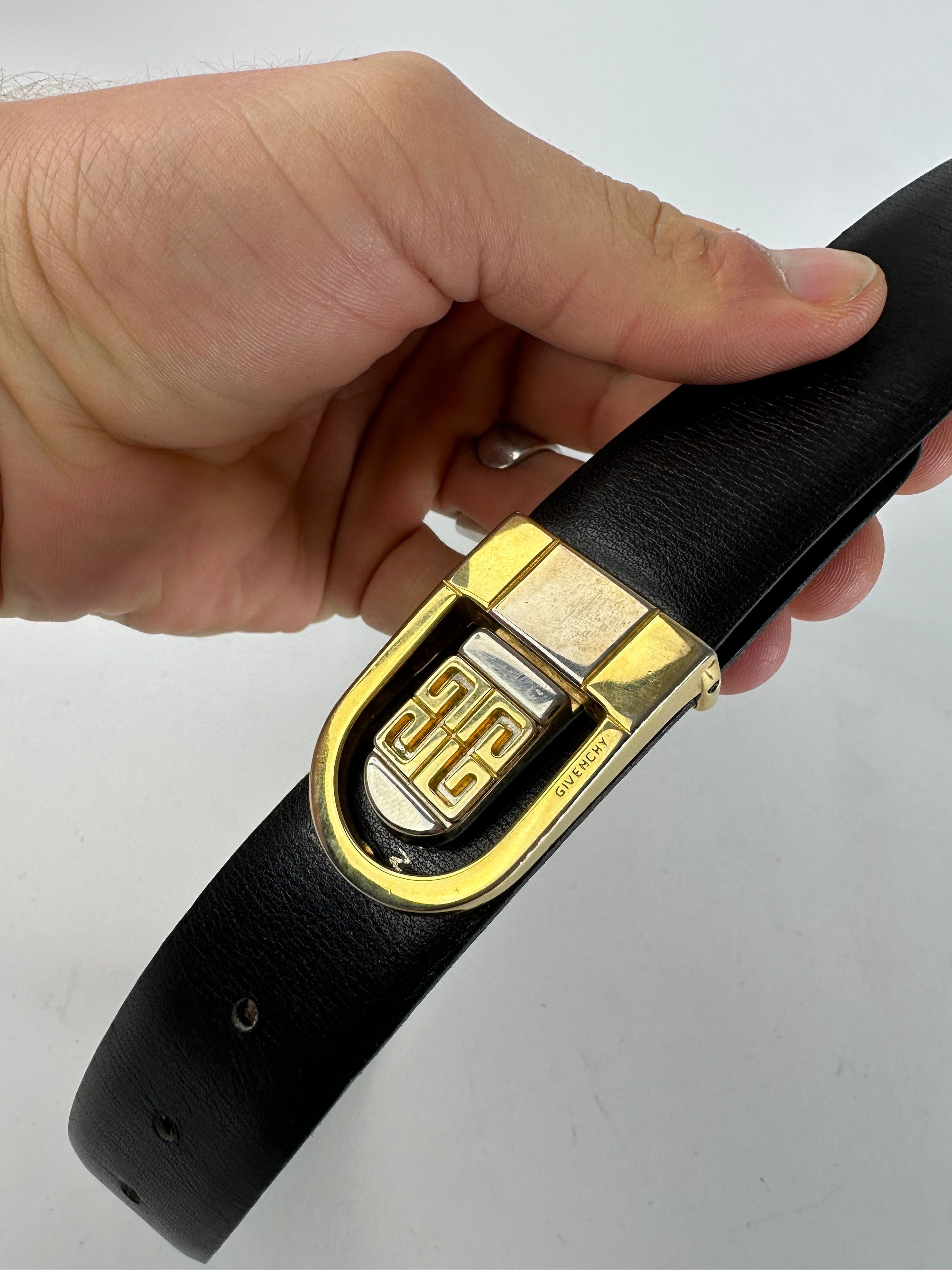 Other Vintage Givenchy Leather Belt Black Brown Size ONE SIZE - 3 Thumbnail