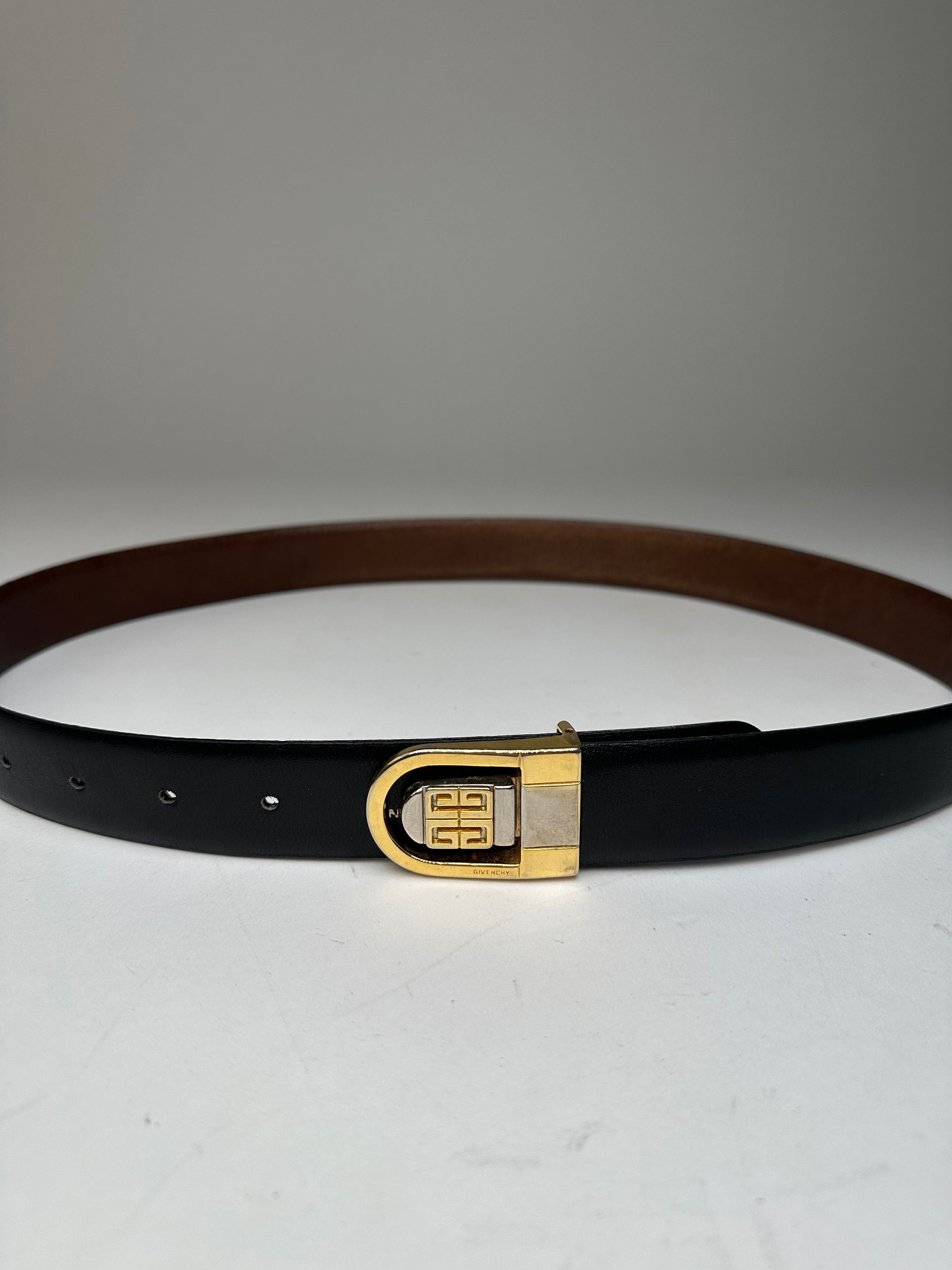 Other Vintage Givenchy Leather Belt Black Brown Size ONE SIZE - 2 Thumbnail