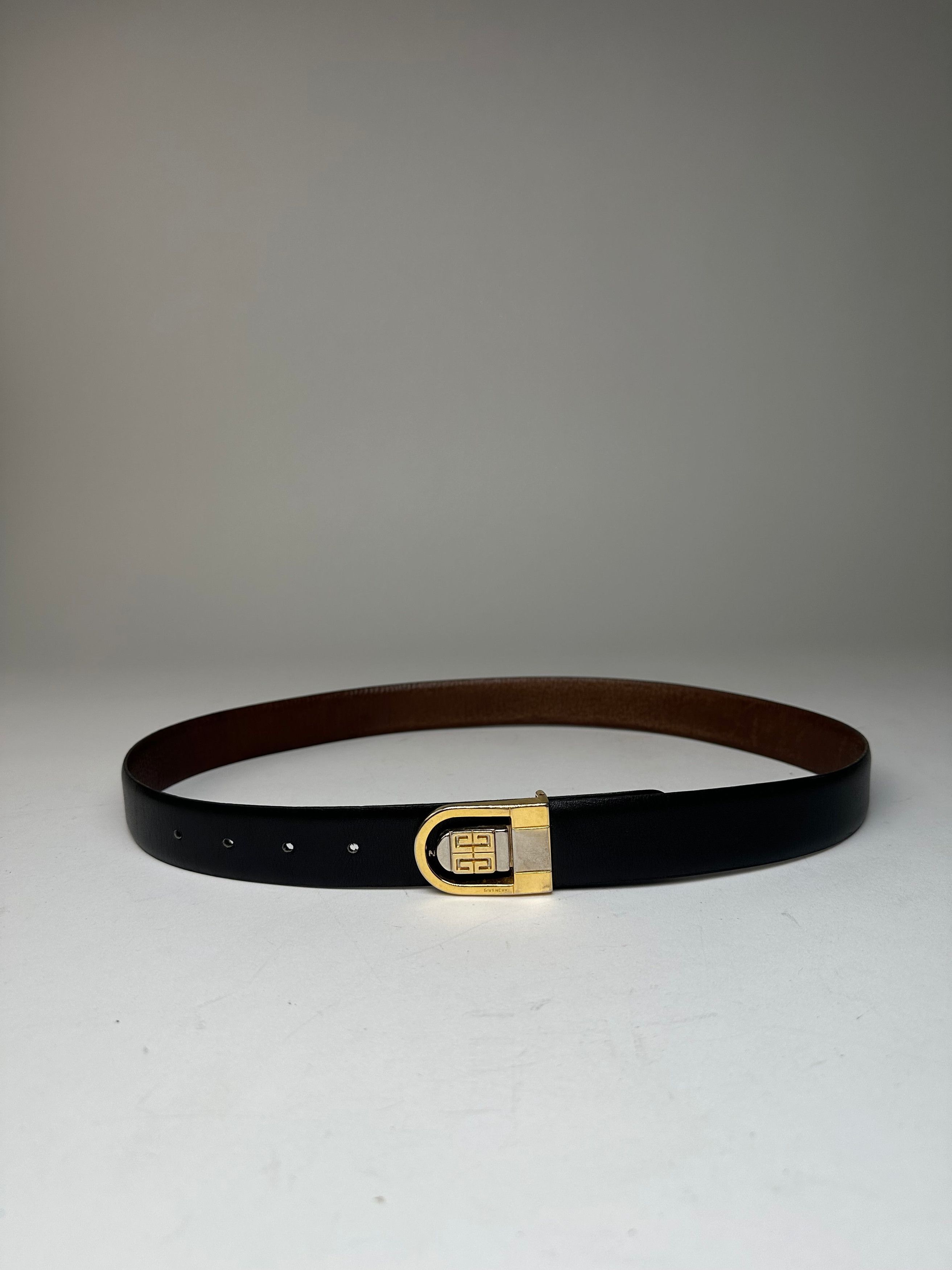 Other Vintage Givenchy Leather Belt Black Brown Size ONE SIZE - 6 Thumbnail