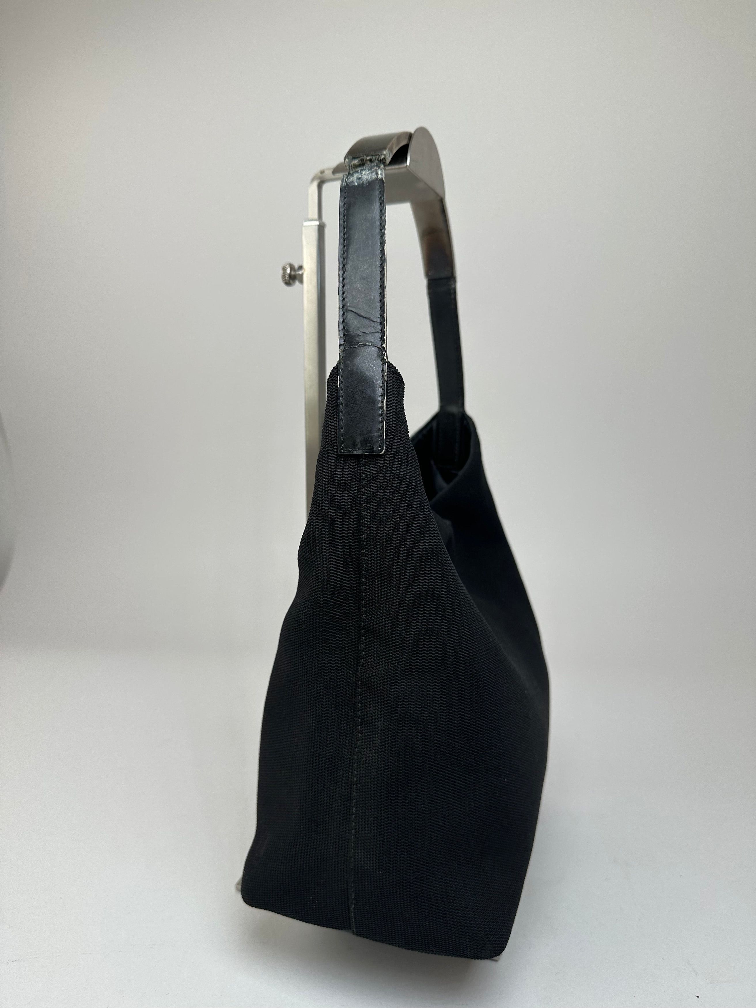Gucci Vintage Leather Canvas Handbag Black Size ONE SIZE - 9 Thumbnail