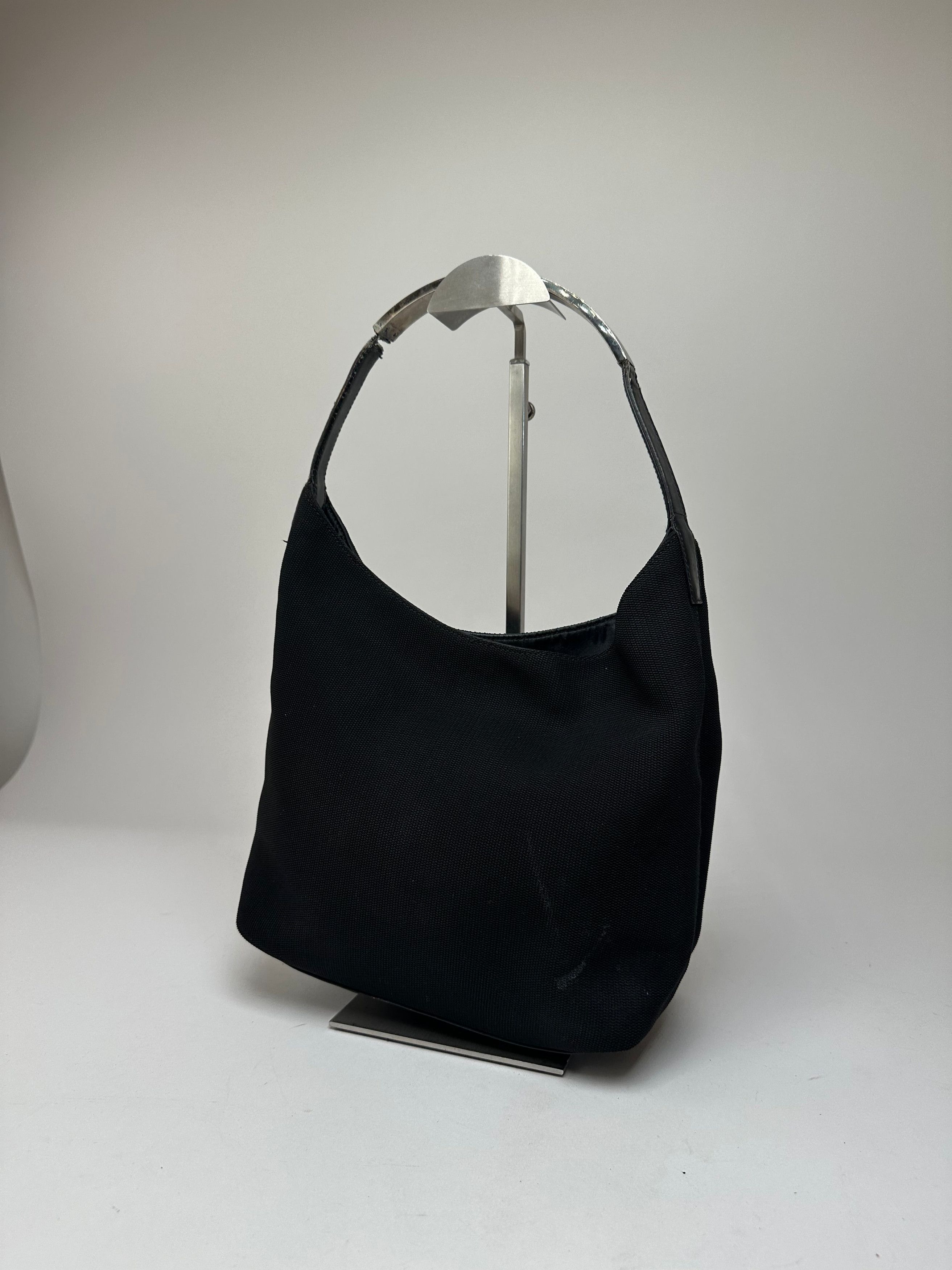 Gucci Vintage Leather Canvas Handbag Black Size ONE SIZE - 8 Thumbnail