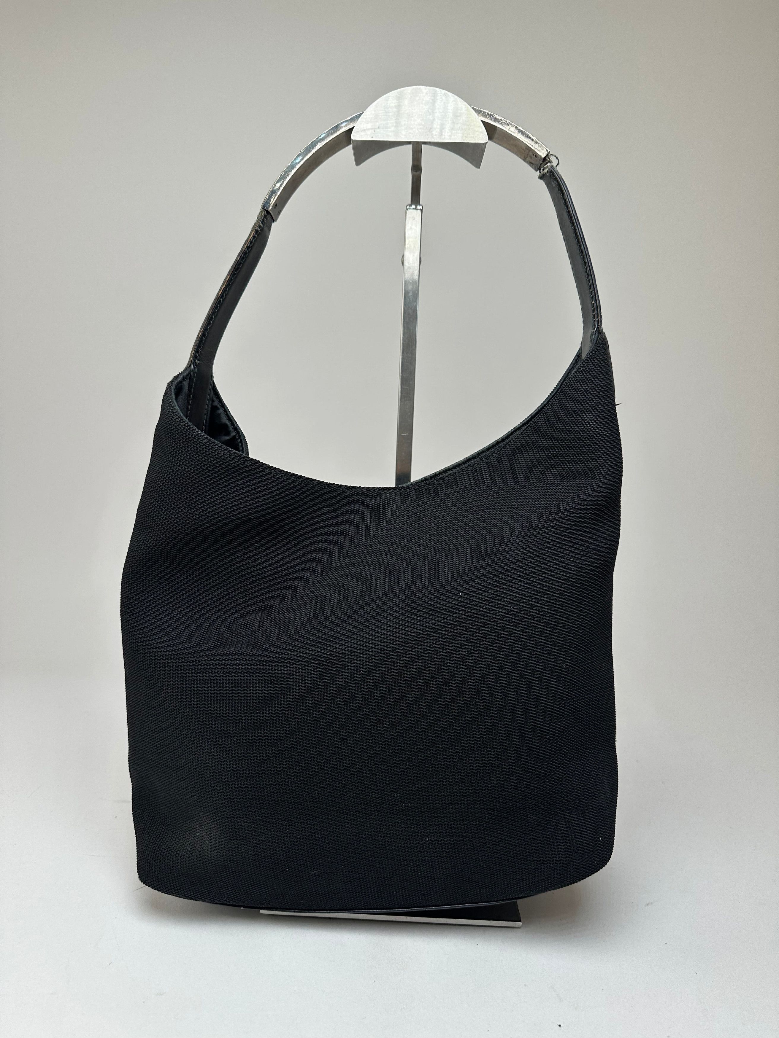 Gucci Vintage Leather Canvas Handbag Black Size ONE SIZE - 2 Thumbnail