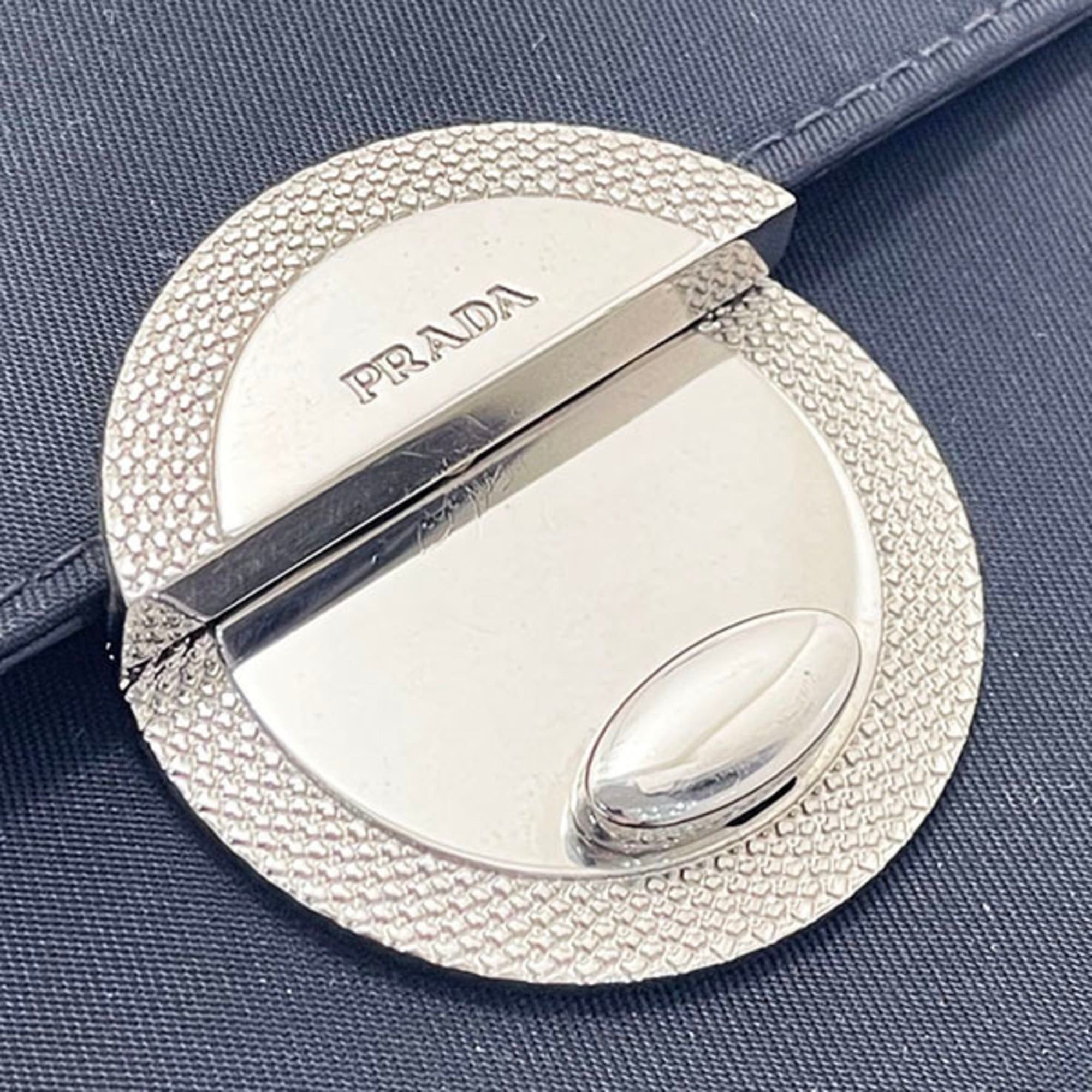 Prada Prada Round Plate Tri-fold Wallet, Nylon, Black, PRADA Compact Wallet NERO HWN-16389 Size ONE SIZE - 5 Thumbnail