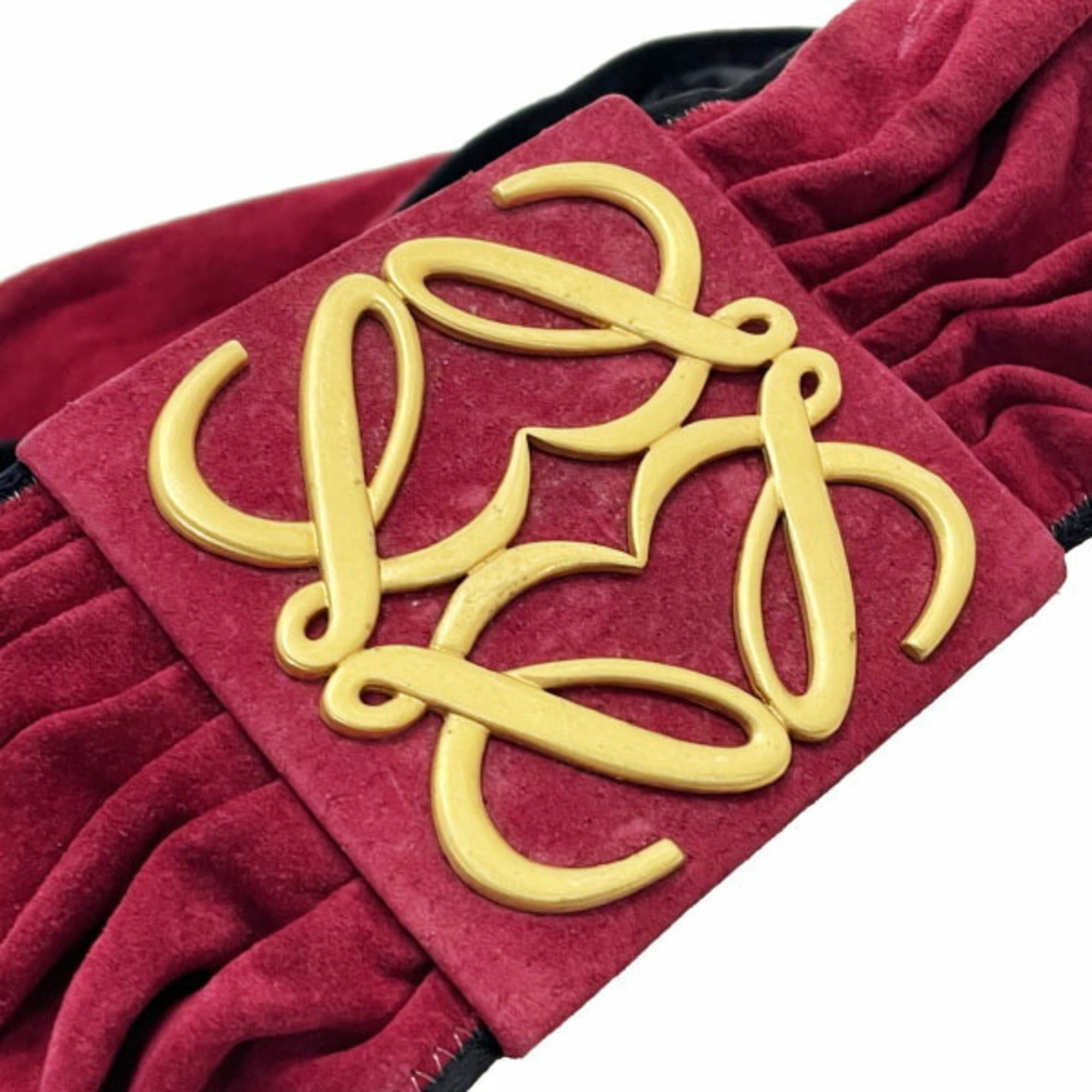 Loewe Loewe Anagram Belt, Women's Suede Red, Size 80cm, LOEWE Wide Gathered, Pleated, Waist-defining, NN-16621 Size ONE SIZE - 4 Thumbnail