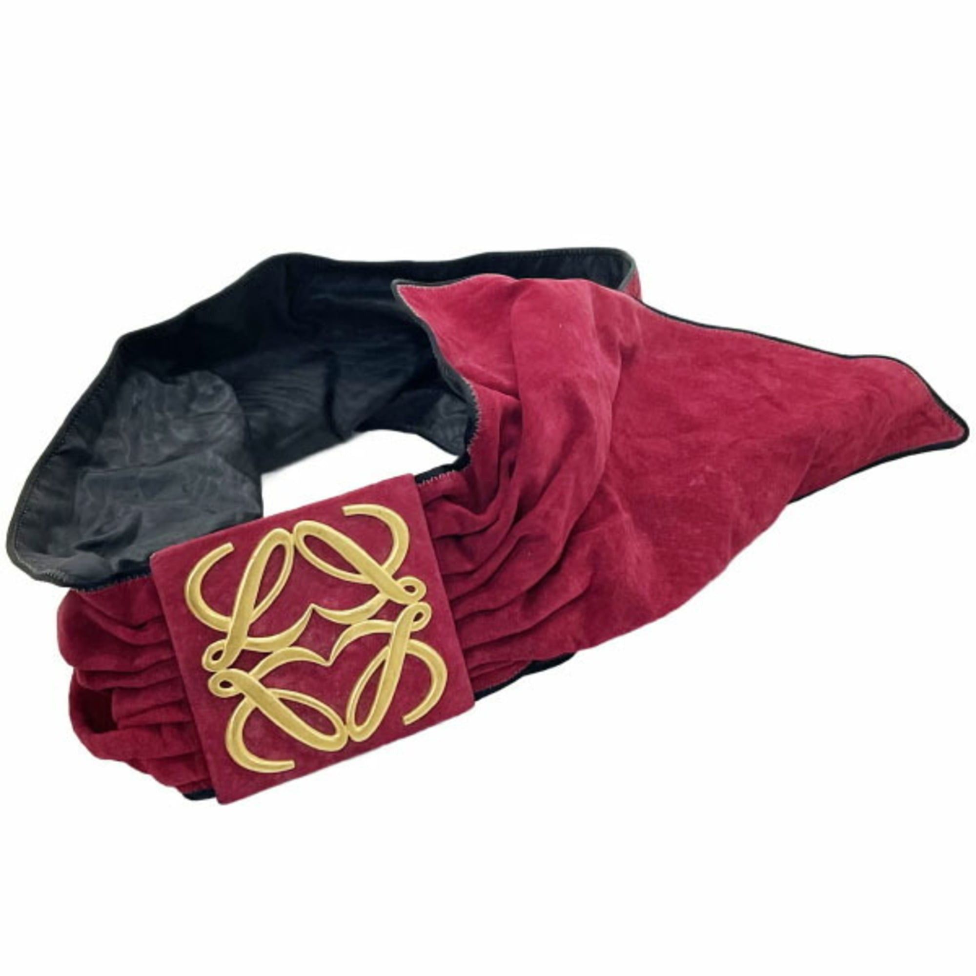 Loewe Loewe Anagram Belt, Women's Suede Red, Size 80cm, LOEWE Wide Gathered, Pleated, Waist-defining, NN-16621 Size ONE SIZE - 3 Thumbnail