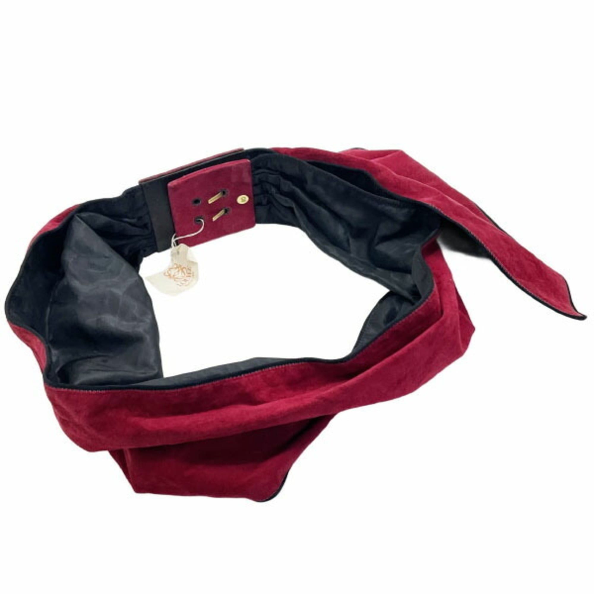 Loewe Loewe Anagram Belt, Women's Suede Red, Size 80cm, LOEWE Wide Gathered, Pleated, Waist-defining, NN-16621 Size ONE SIZE - 2 Thumbnail