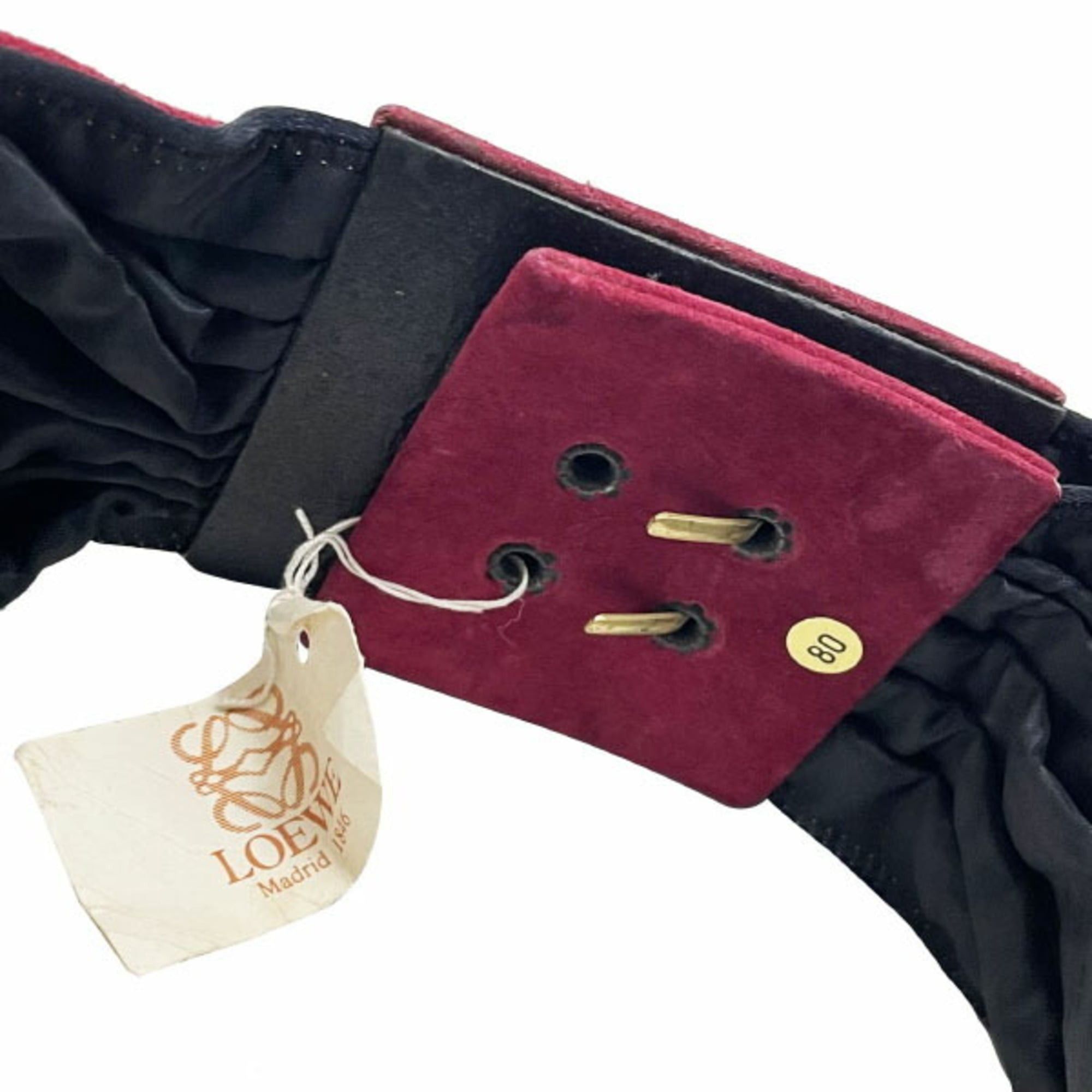 Loewe Loewe Anagram Belt, Women's Suede Red, Size 80cm, LOEWE Wide Gathered, Pleated, Waist-defining, NN-16621 Size ONE SIZE - 5 Thumbnail
