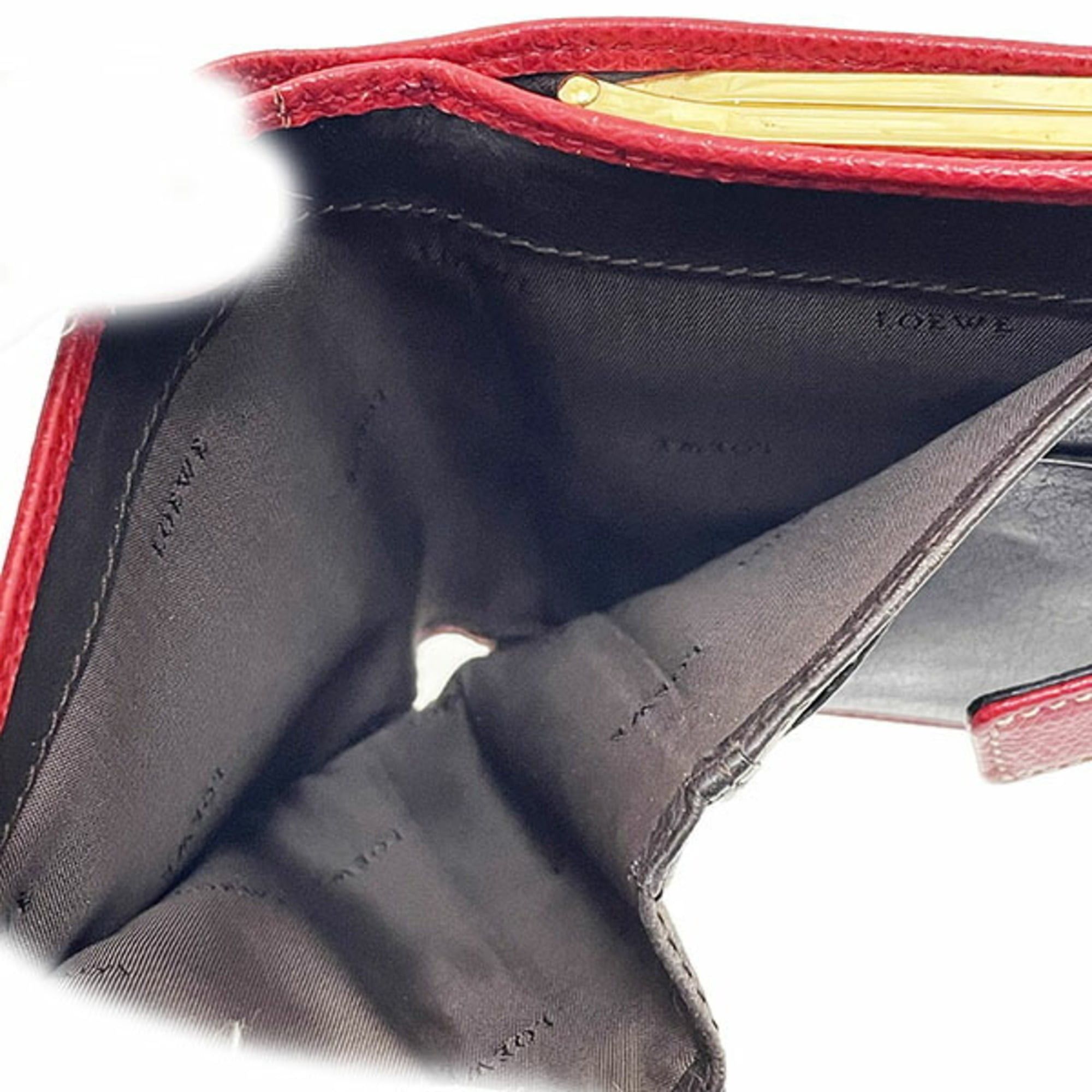 Loewe Loewe Anagram Leather Wallet, Red, Bi-fold Compact NN-16770 Size ONE SIZE - 8 Thumbnail