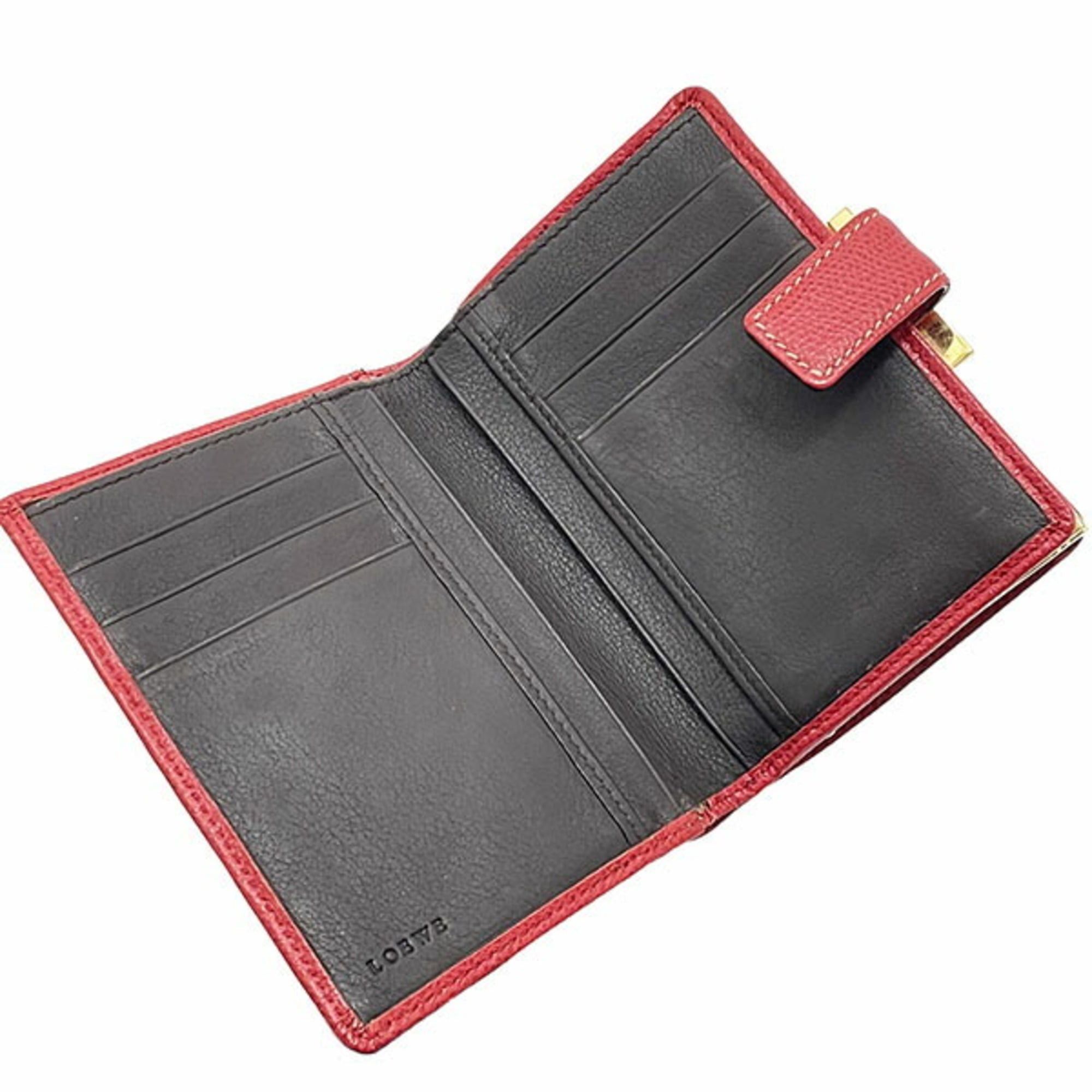 Loewe Loewe Anagram Leather Wallet, Red, Bi-fold Compact NN-16770 Size ONE SIZE - 7 Thumbnail