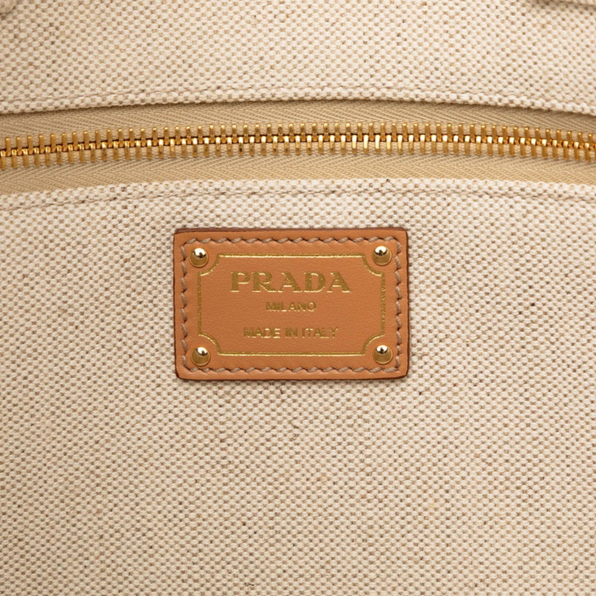 Prada Prada Tote Bag 1BG473 White Beige Canvas Leather Women's PRADA Size ONE SIZE - 5 Thumbnail