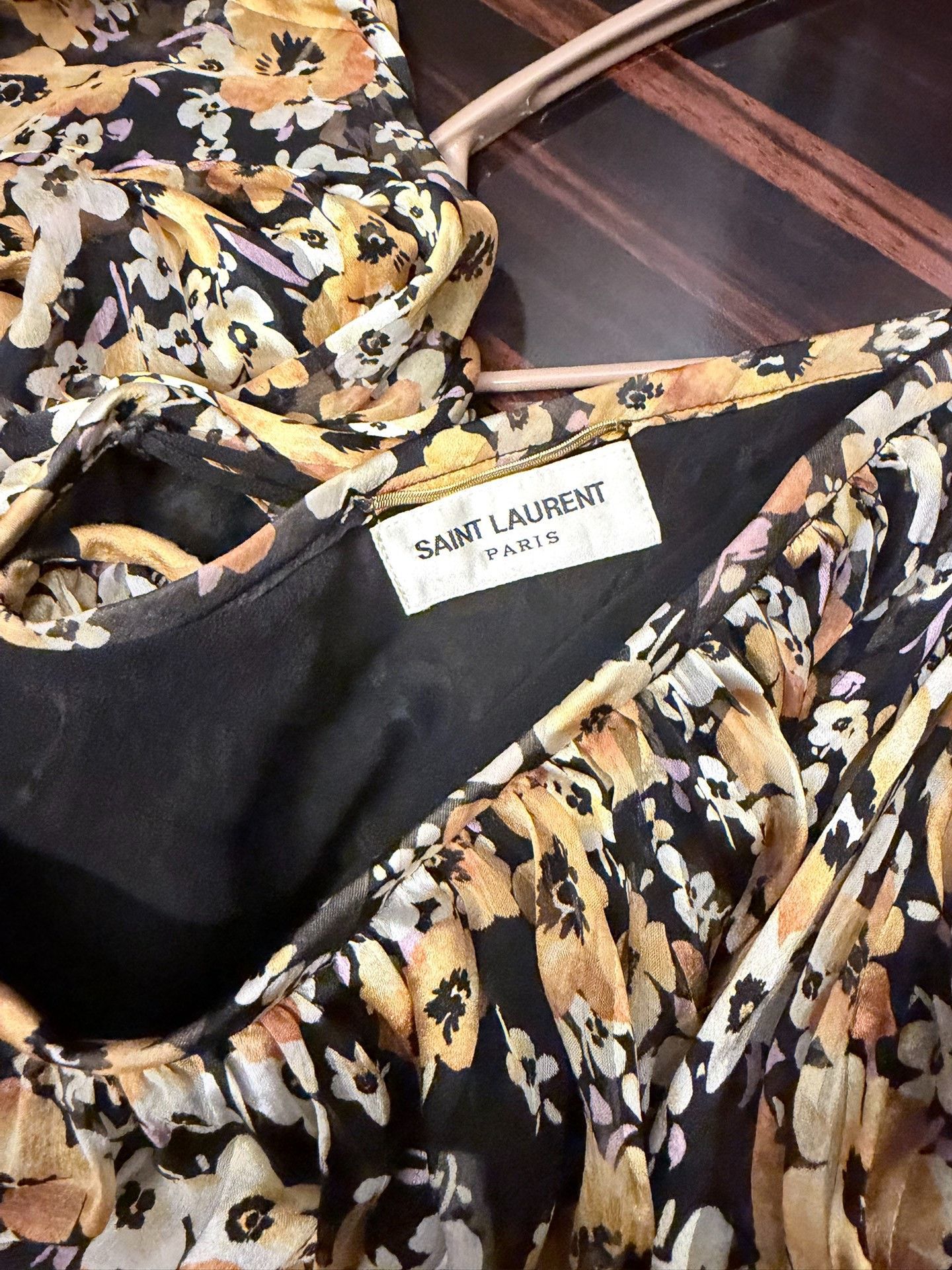 Saint Laurent Paris Saint Laurent Silk Floral Print Dress Size XXS / US 00 / IT 34 - 3 Thumbnail