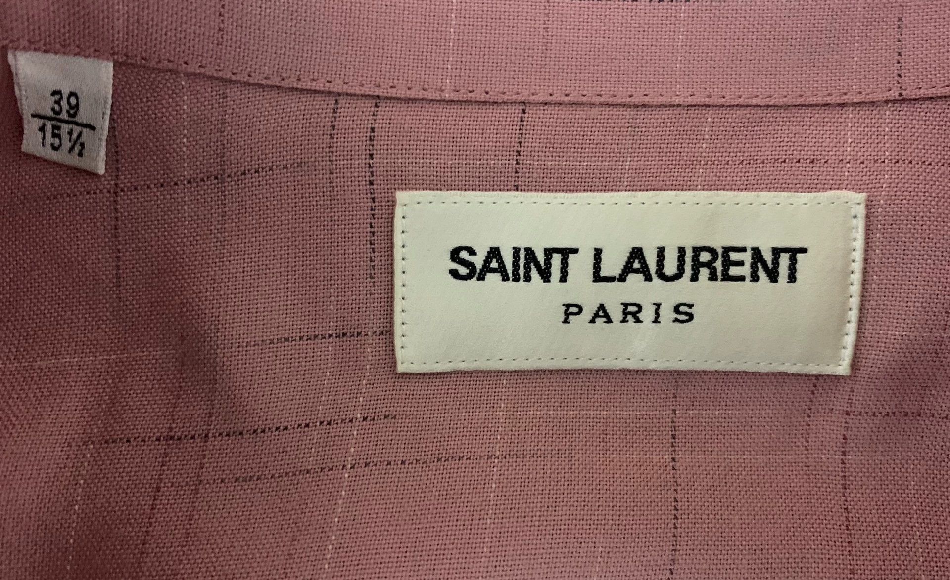Saint Laurent Paris Pink Grid Pattern Long Sleeve Button-Up Shirt Size US M / EU 48-50 / 2 - 3 Thumbnail