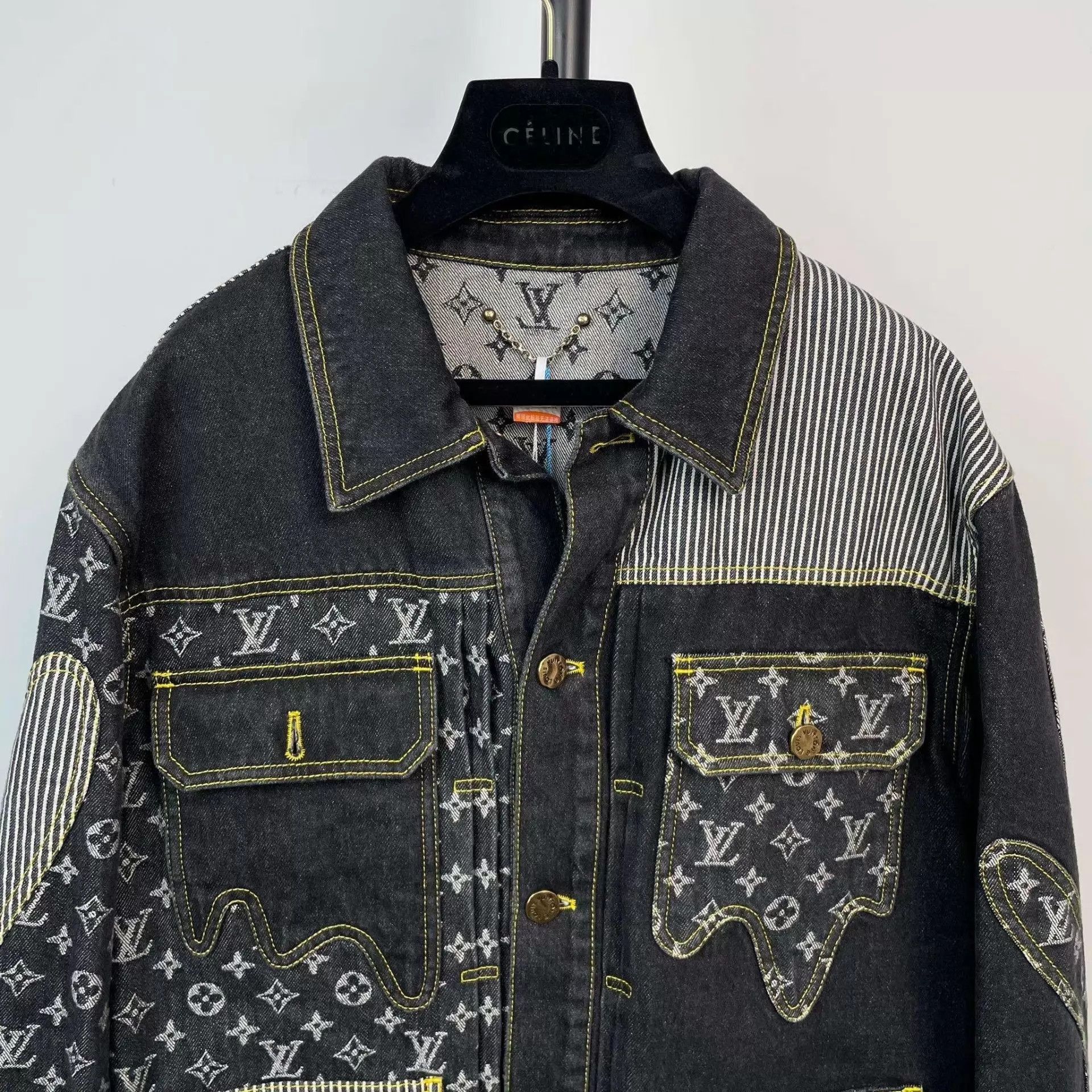 Louis Vuitton Black Denim Jacket with Pattern Details Size S Size US S / EU 44-46 / 1 - 8 Thumbnail