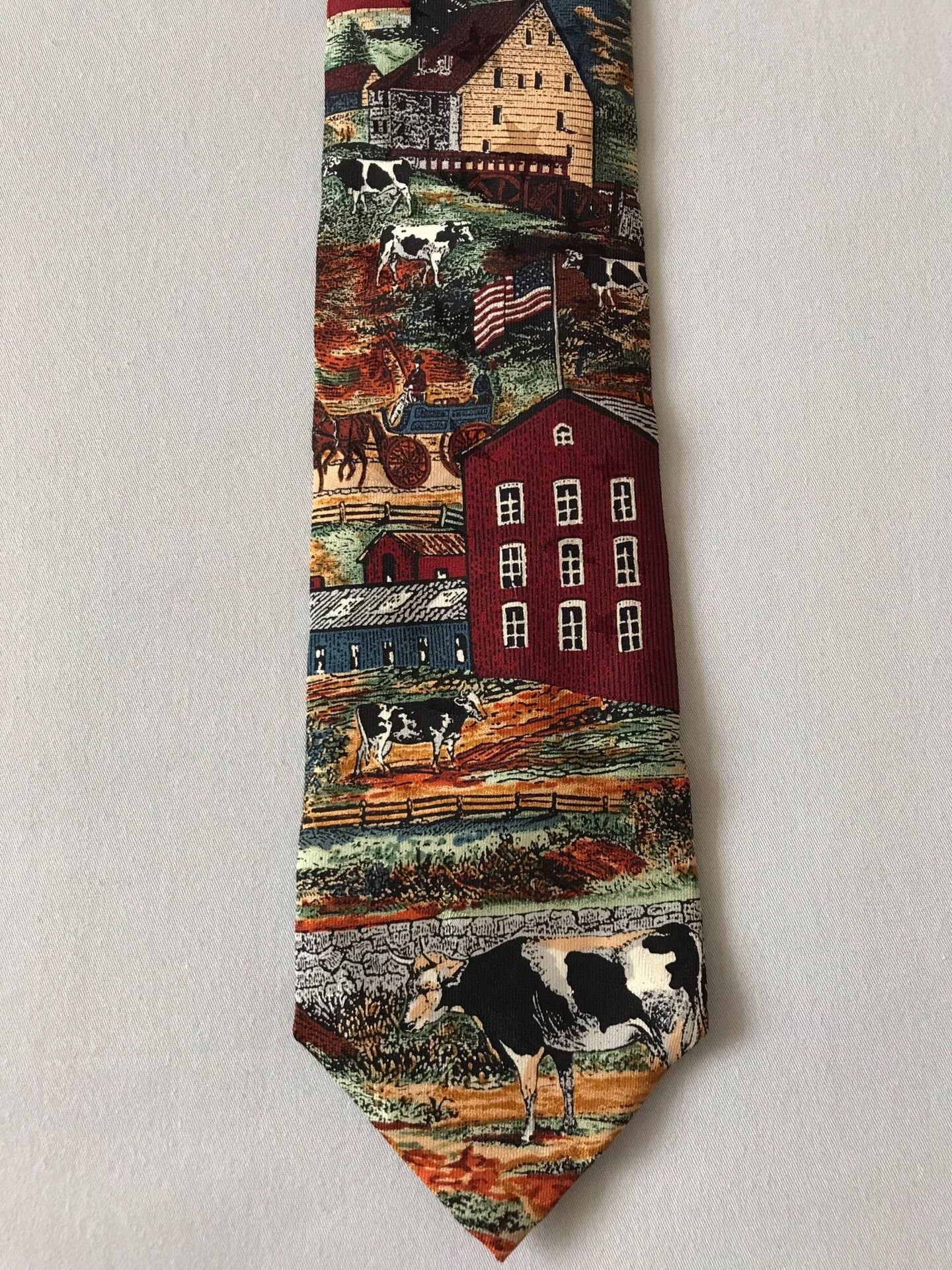Vintage Vintage USA Oil Painting Silk Tie Size ONE SIZE - 2 Thumbnail