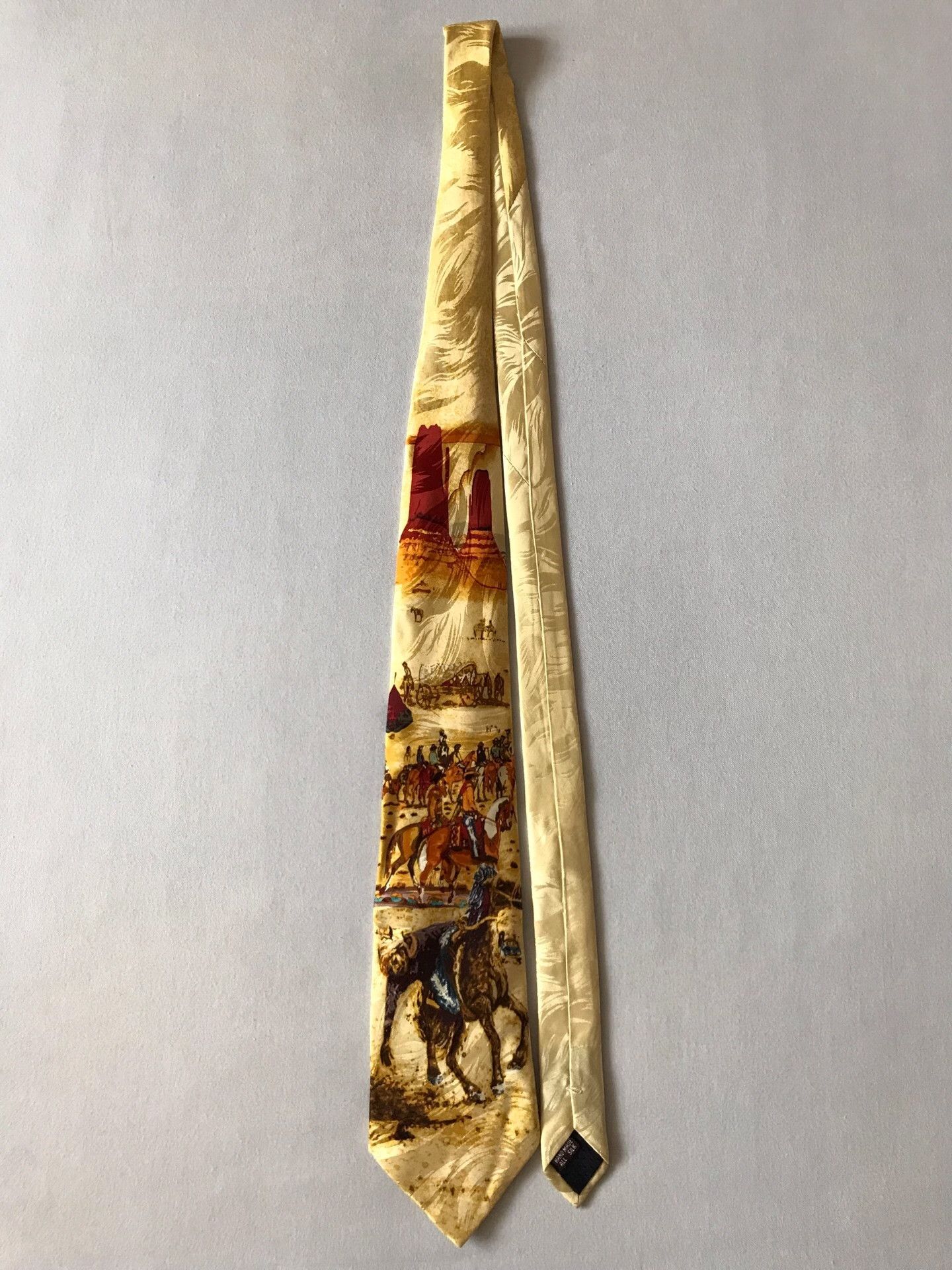 Vintage Vintage Western Cowboy Oil Painting Silk Tie Size ONE SIZE - 3 Thumbnail
