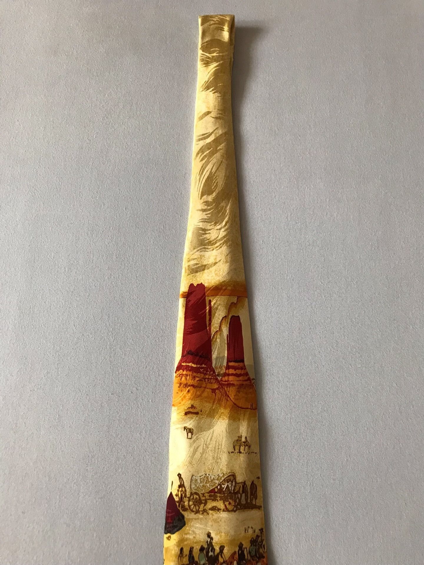 Vintage Vintage Western Cowboy Oil Painting Silk Tie Size ONE SIZE - 5 Thumbnail