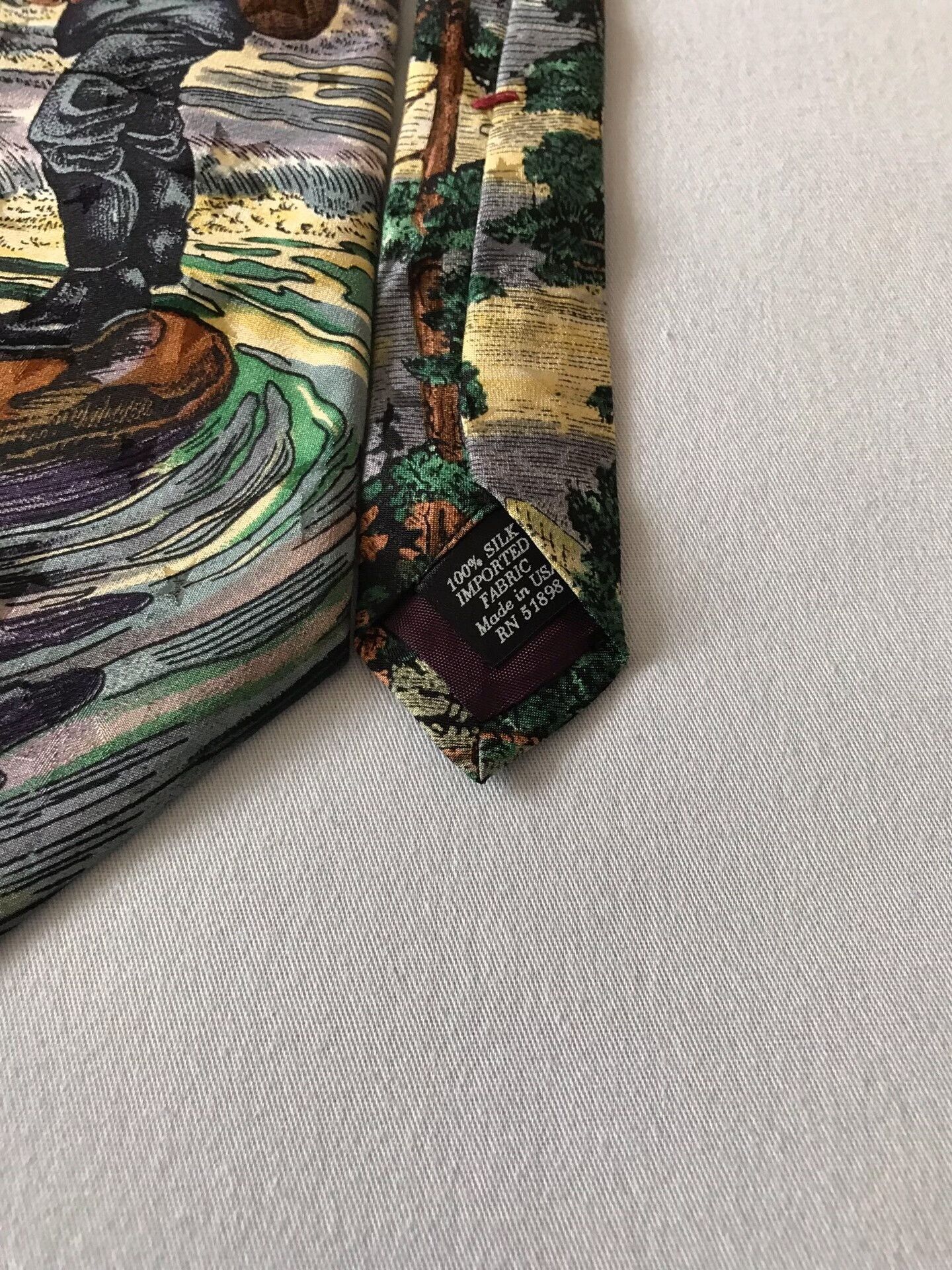 Vintage Vintage Oil Painting Fishing Tango Tie Size ONE SIZE - 8 Thumbnail