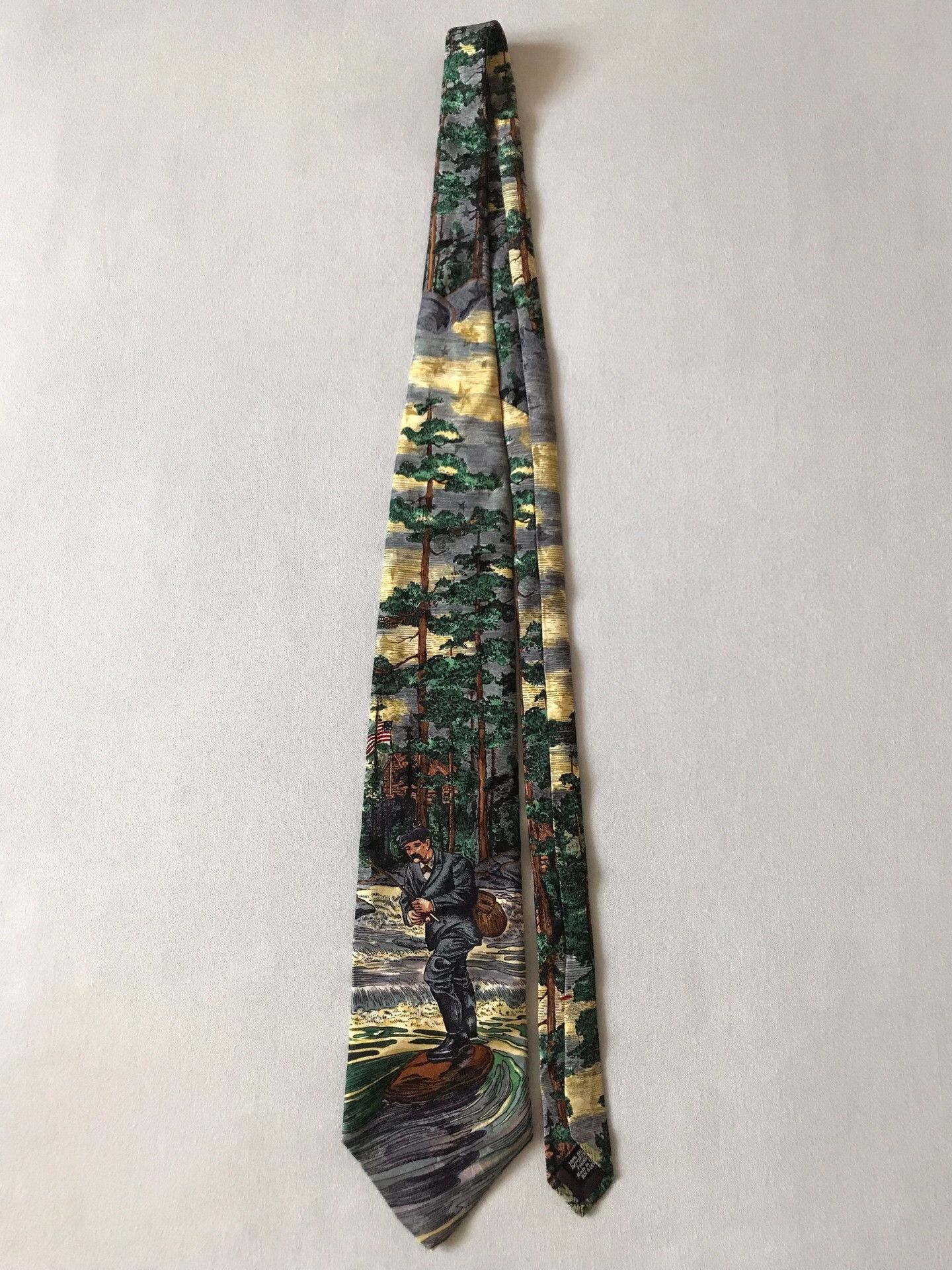 Vintage Vintage Oil Painting Fishing Tango Tie Size ONE SIZE - 3 Thumbnail