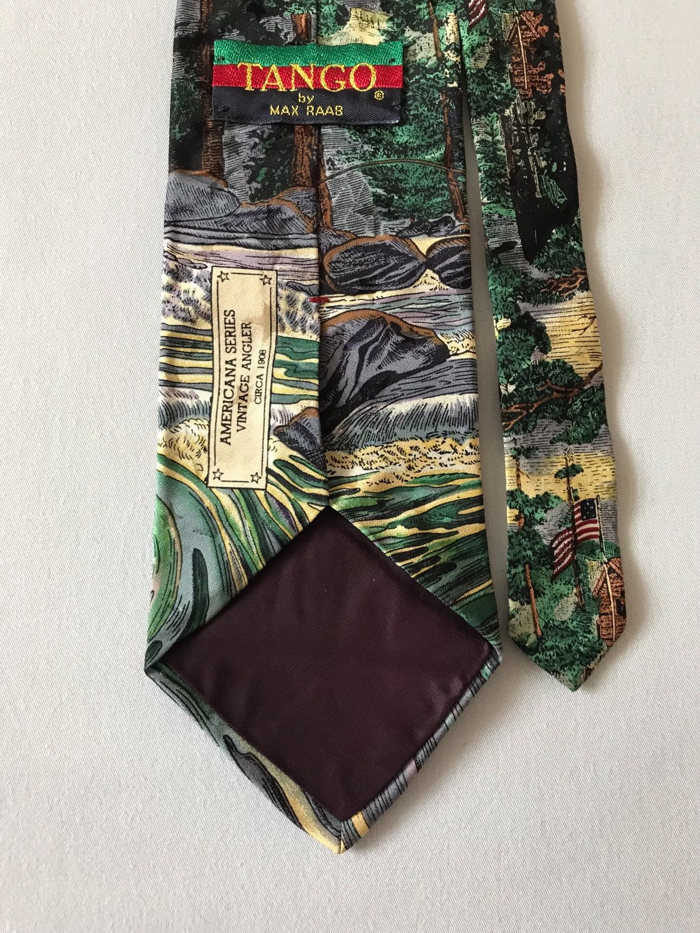 Vintage Vintage Oil Painting Fishing Tango Tie Size ONE SIZE - 6 Thumbnail