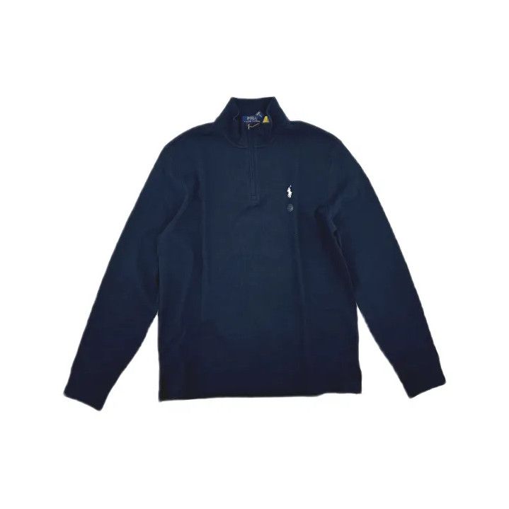 Polo Ralph Lauren Polo Ralph Lauren Solid Logo Half-Zip Long-Sleeve T-Shirt Size US M / EU 48-50 / 2 - 2 Thumbnail