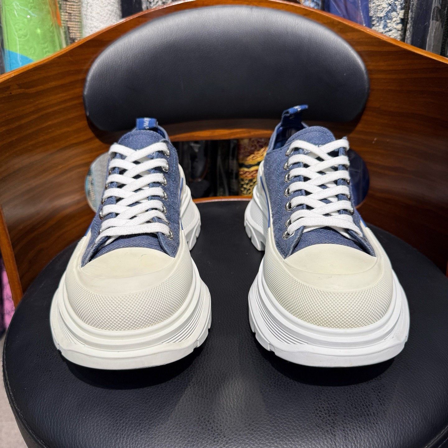 Alexander McQueen Alexander McQueen Denim Blue Lowtop Sneakers 39 Men Size US 6.5 / EU 39-40 - 2 Thumbnail