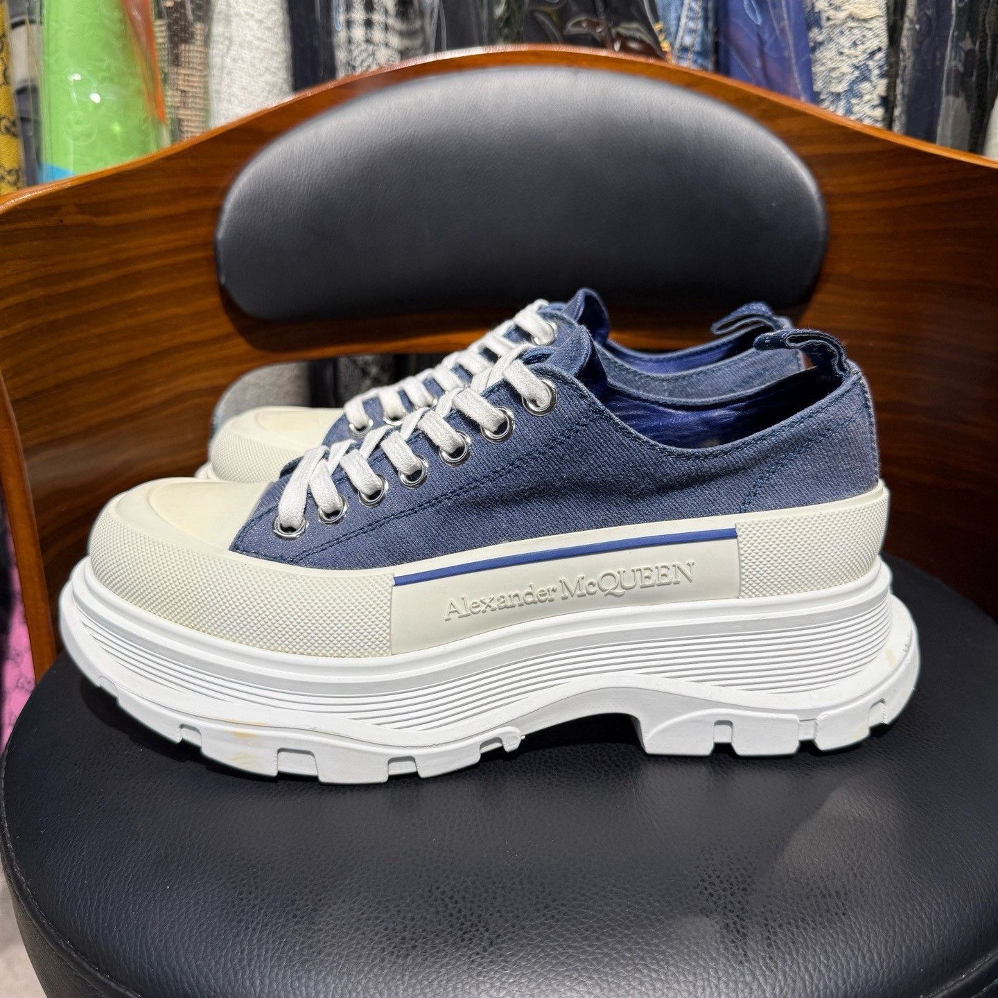 Alexander McQueen Alexander McQueen Denim Blue Lowtop Sneakers 39 Men Size US 6.5 / EU 39-40 - 6 Thumbnail