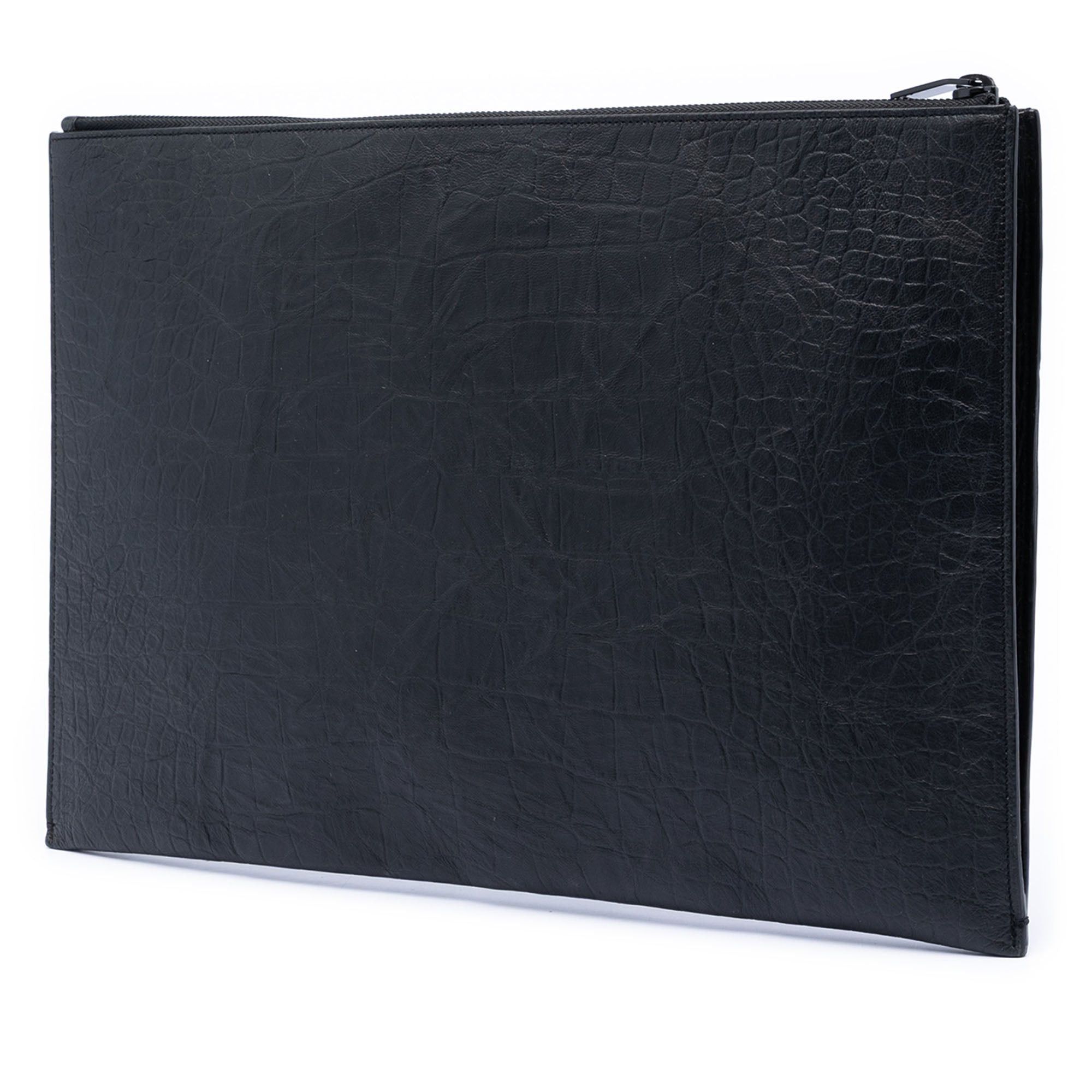 Saint Laurent Paris Croc Embossed Leather Monogram Clutch Size ONE SIZE - 2 Thumbnail