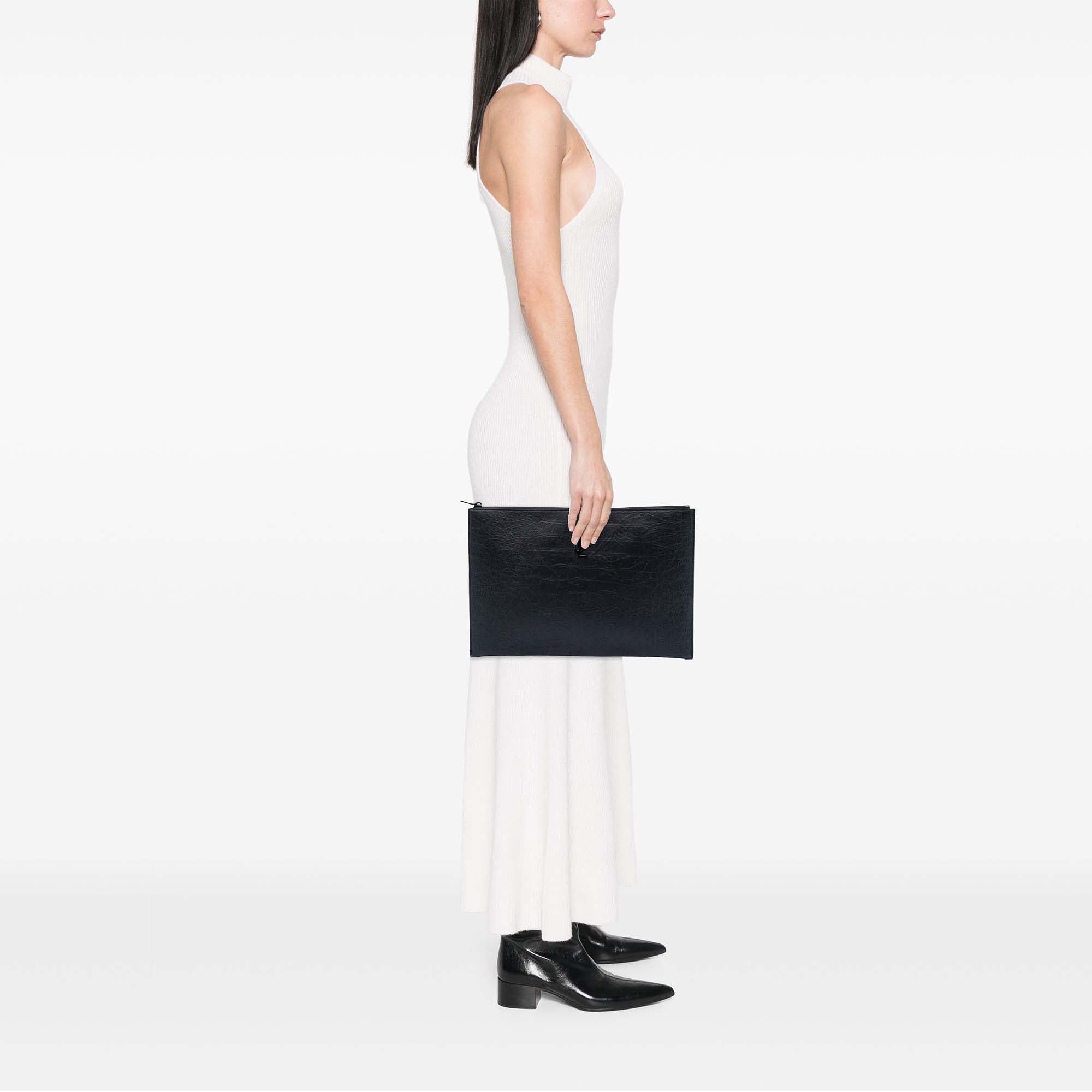 Saint Laurent Paris Croc Embossed Leather Monogram Clutch Size ONE SIZE - 7 Thumbnail