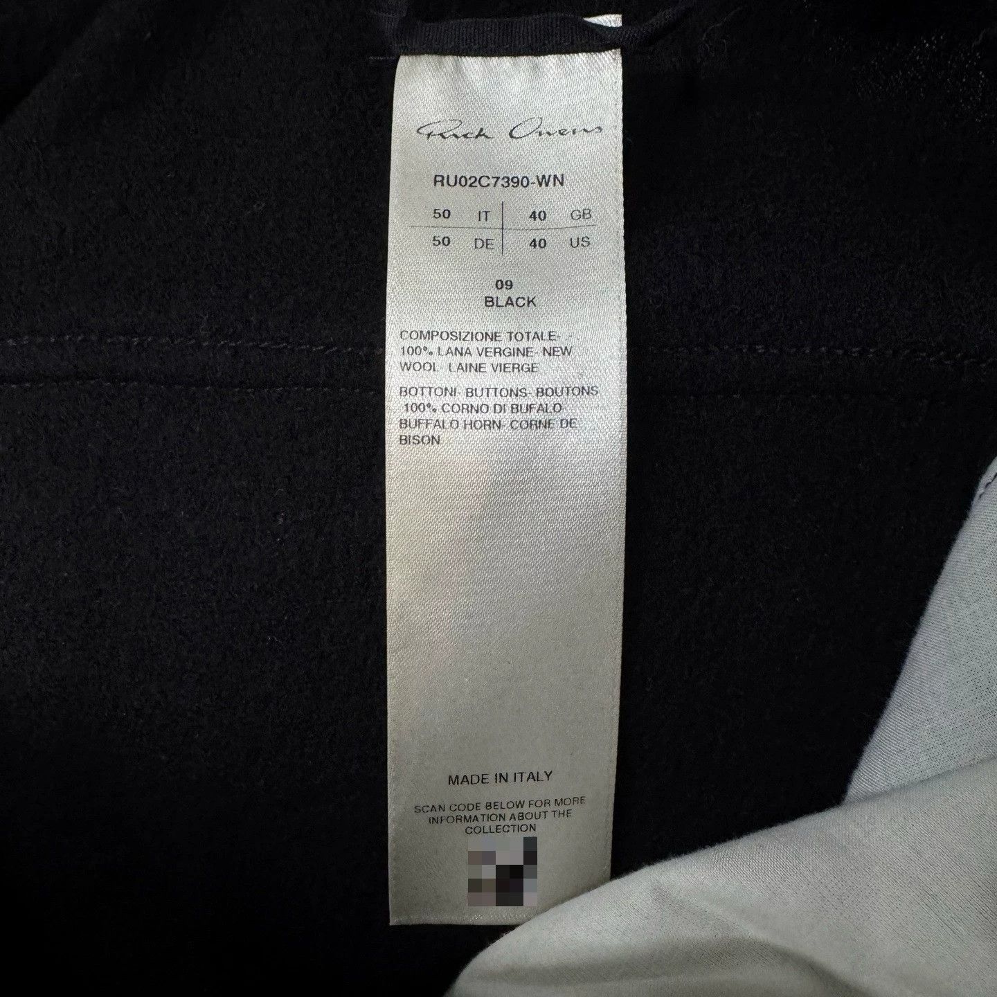 Rick Owens Rick Owens Wool Black Item 50 Men Size 40R - 3 Thumbnail