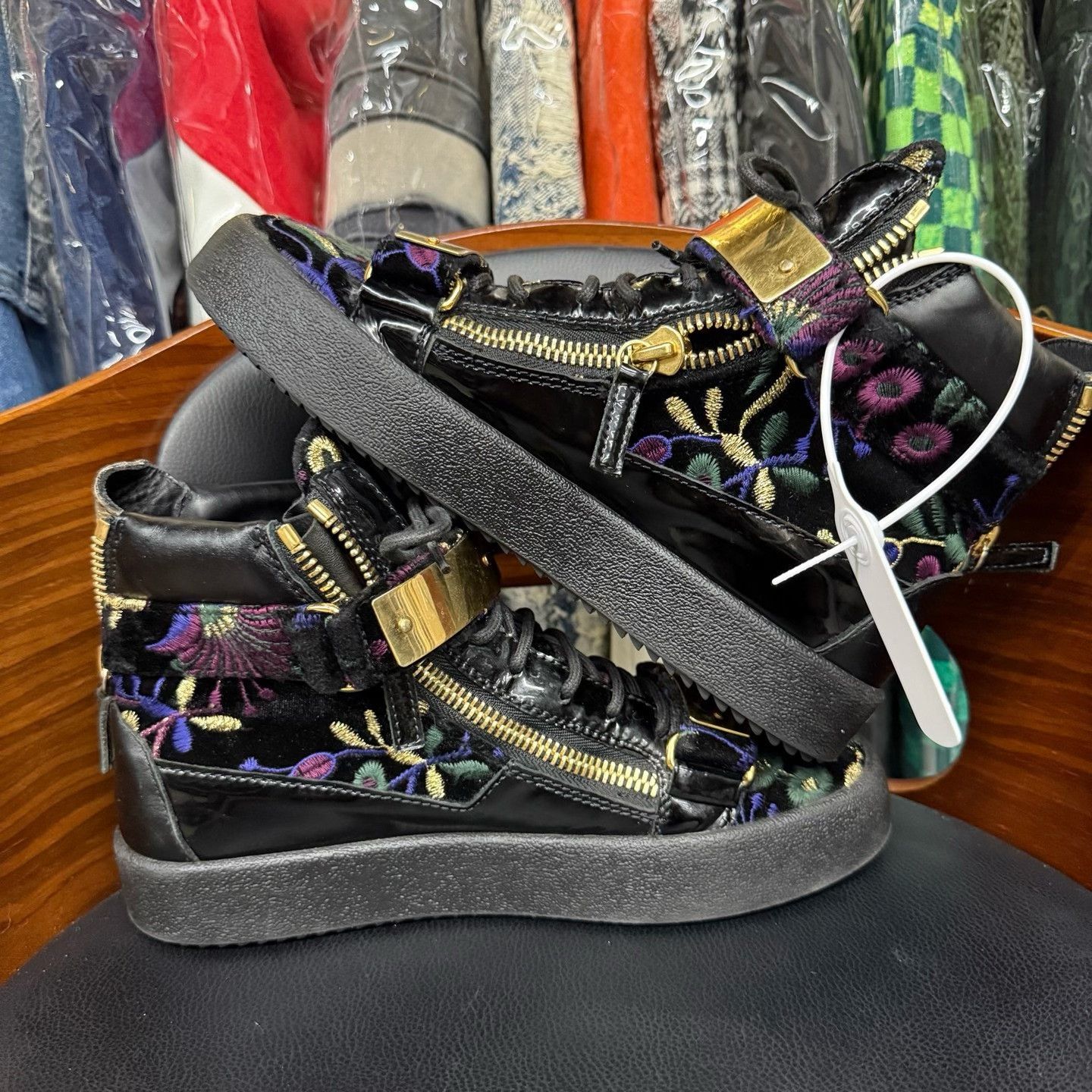 Giuseppe Zanotti Giuseppe Zanotti Casual Embroidered Black Hitop Sneakers Men Size US 7.5 / EU 40-41 - 7 Thumbnail