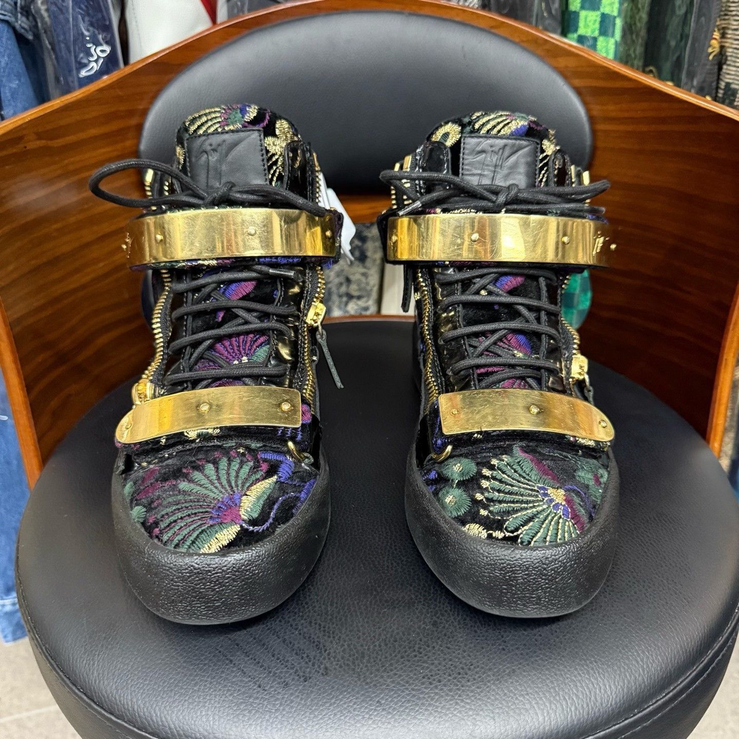 Giuseppe Zanotti Giuseppe Zanotti Casual Embroidered Black Hitop Sneakers Men Size US 7.5 / EU 40-41 - 2 Thumbnail