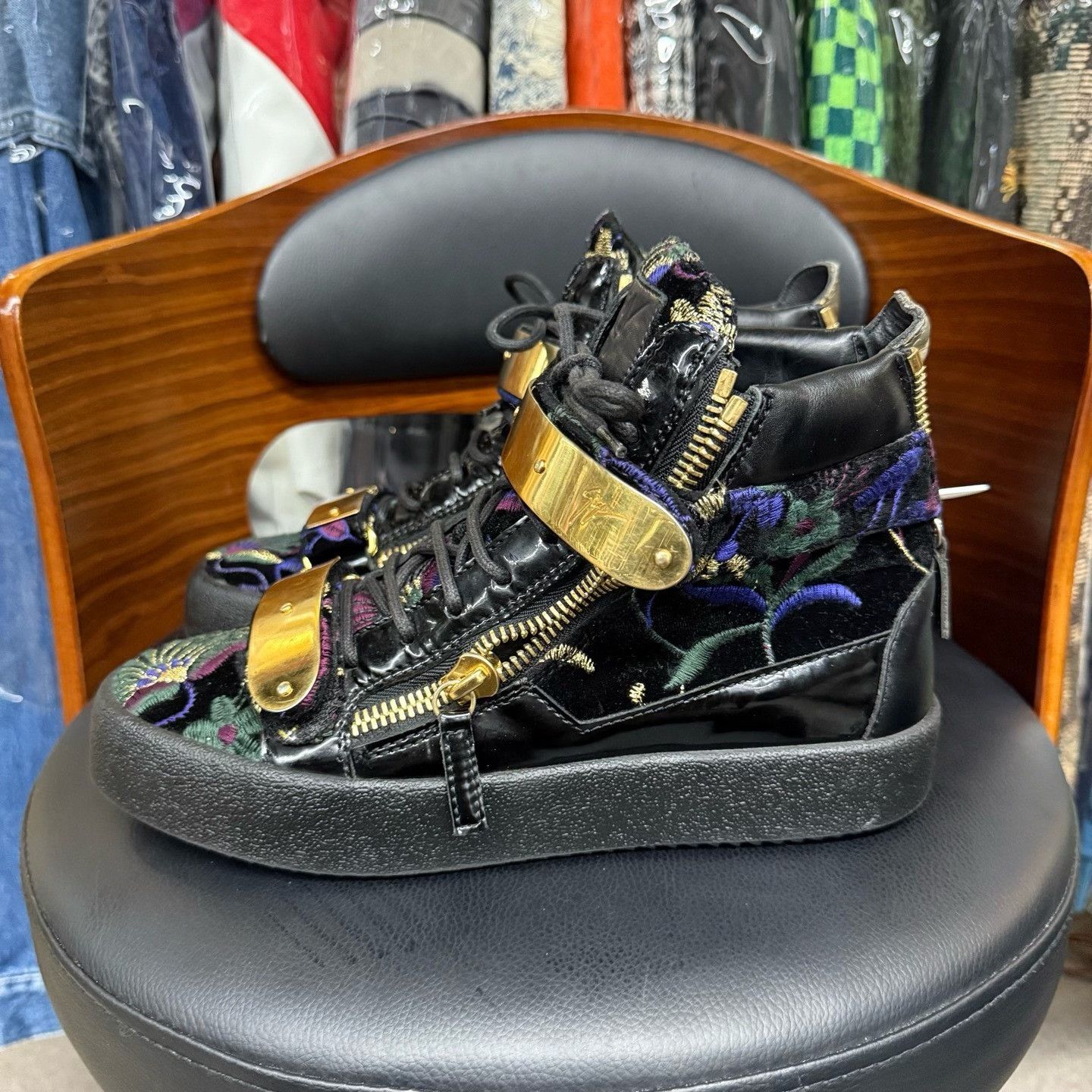 Giuseppe Zanotti Giuseppe Zanotti Casual Embroidered Black Hitop Sneakers Men Size US 7.5 / EU 40-41 - 6 Thumbnail
