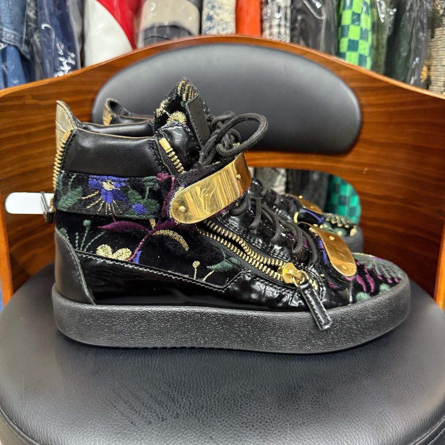 Giuseppe Zanotti Giuseppe Zanotti Casual Embroidered Black Hitop Sneakers Men Size US 7.5 / EU 40-41 - 4 Thumbnail