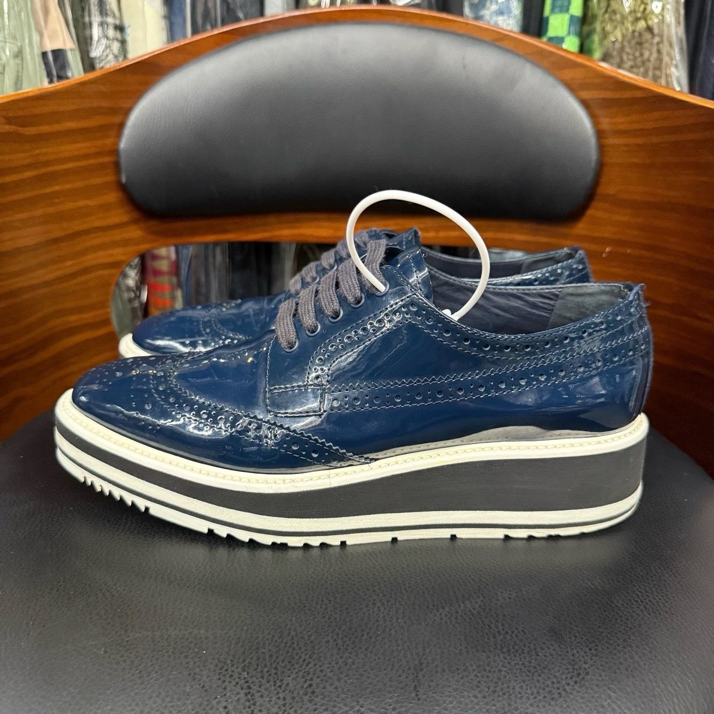 Prada Prada Patent Blue Lowtop Sneakers 38 Women Size US 7.5 / IT 37.5 - 6 Thumbnail