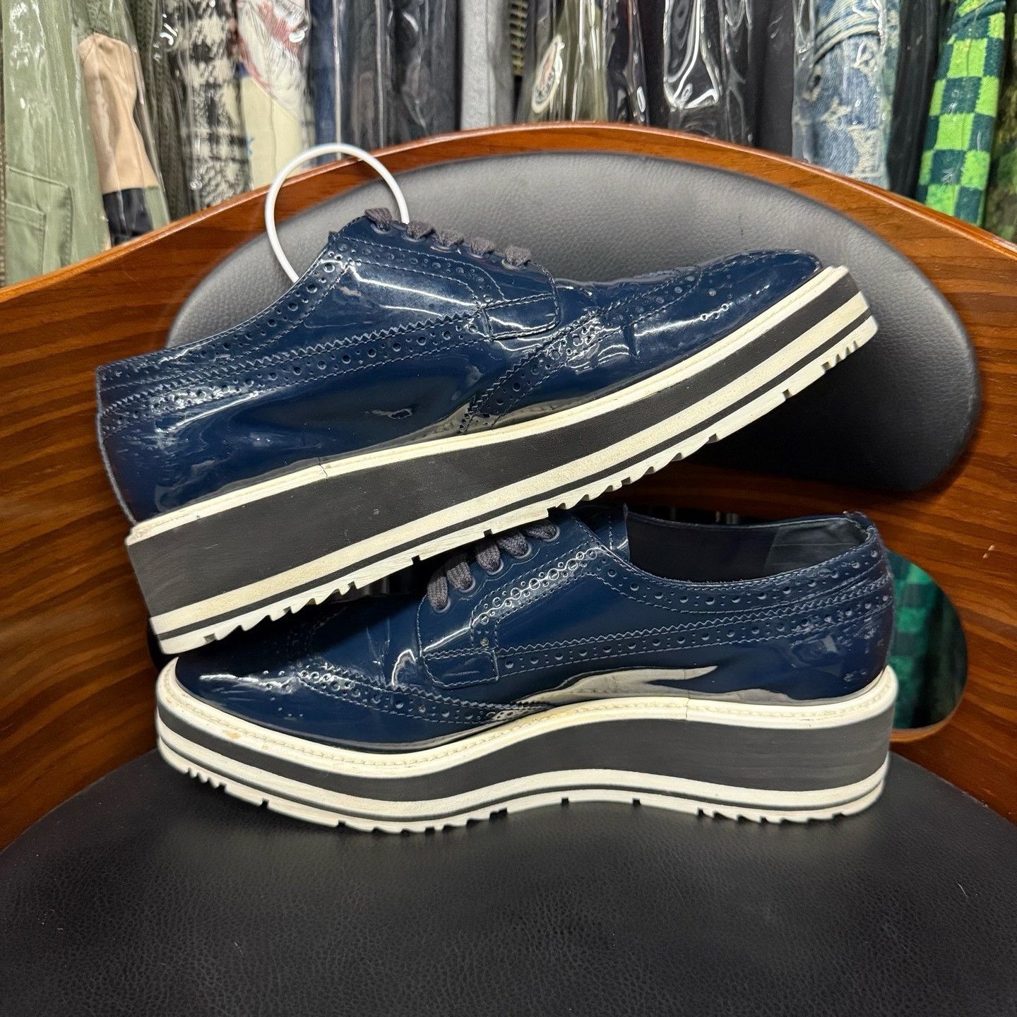 Prada Prada Patent Blue Lowtop Sneakers 38 Women Size US 7.5 / IT 37.5 - 7 Thumbnail