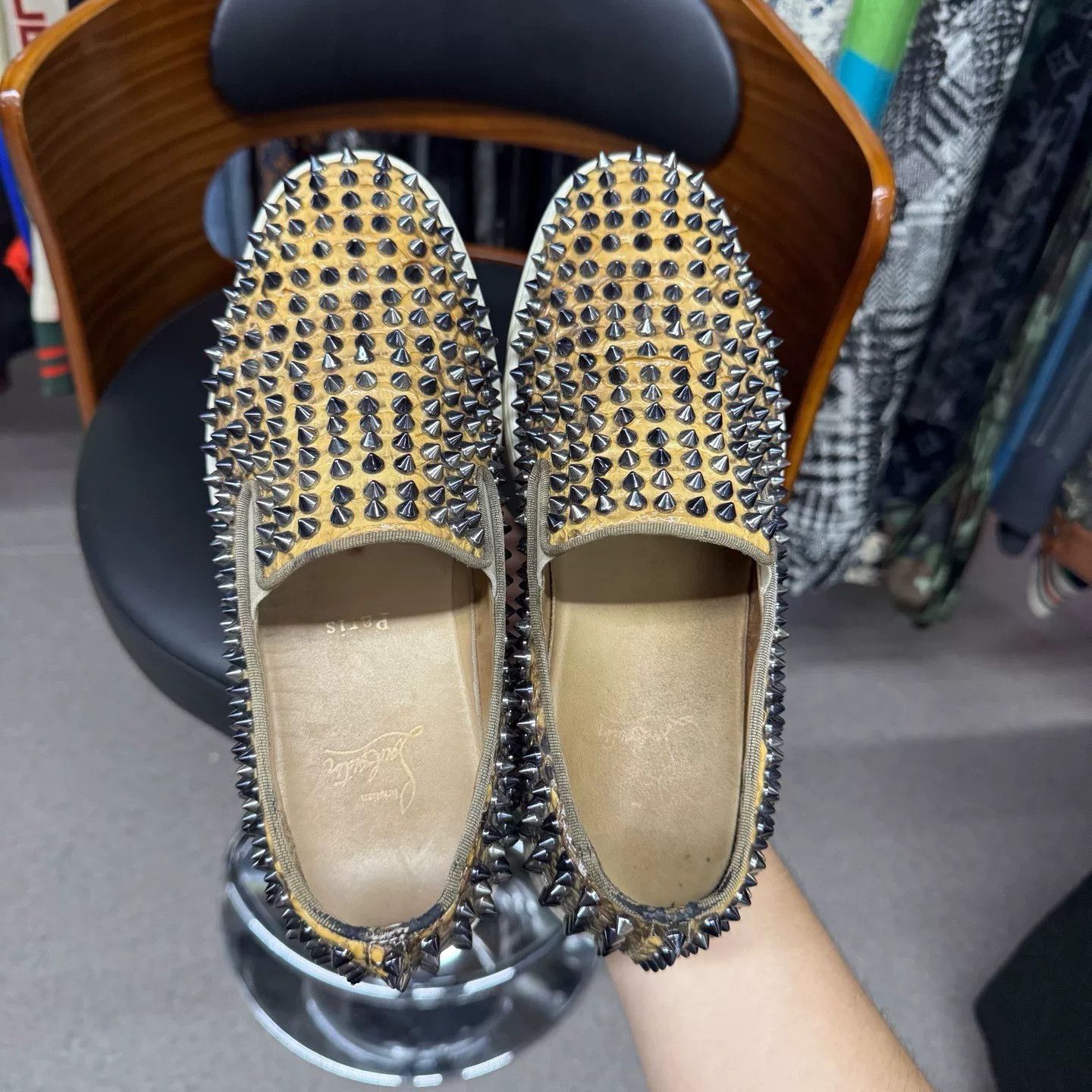 Christian Louboutin Christian Louboutin Animal Print Gold Lowtop Sneakers 40 Men Size US 7.5 / EU 40-41 - 8 Thumbnail