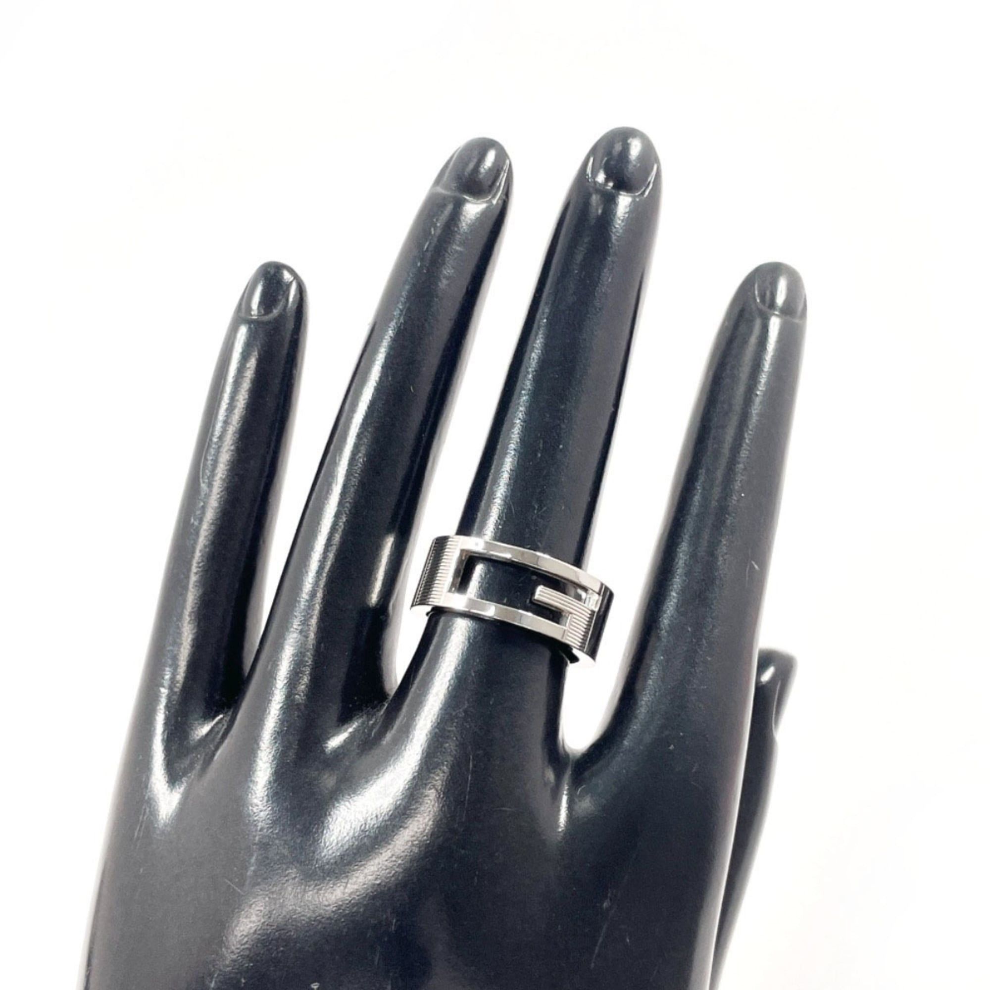 Gucci GUCCI Branded Cutout G Ring, Sterling Silver 925, 13.5cm, Unisex Size ONE SIZE - 8 Thumbnail