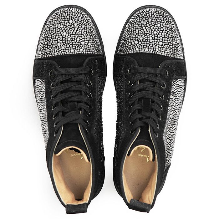 Christian Louboutin Christian Louboutin Christian Louboutin Louis Strass Leather Crystal High Top Sneakers Leather Shoes DUTY FREE for USA Size ONE SIZE - 8 Thumbnail