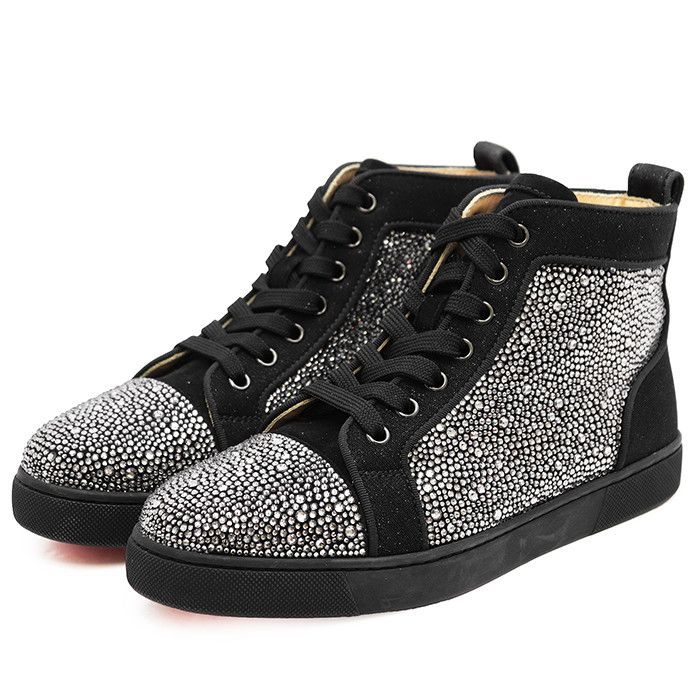 Christian Louboutin Christian Louboutin Christian Louboutin Louis Strass Leather Crystal High Top Sneakers Leather Shoes DUTY FREE for USA Size ONE SIZE - 4 Thumbnail