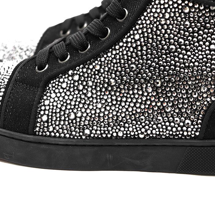 Christian Louboutin Christian Louboutin Christian Louboutin Louis Strass Leather Crystal High Top Sneakers Leather Shoes DUTY FREE for USA Size ONE SIZE - 3 Thumbnail